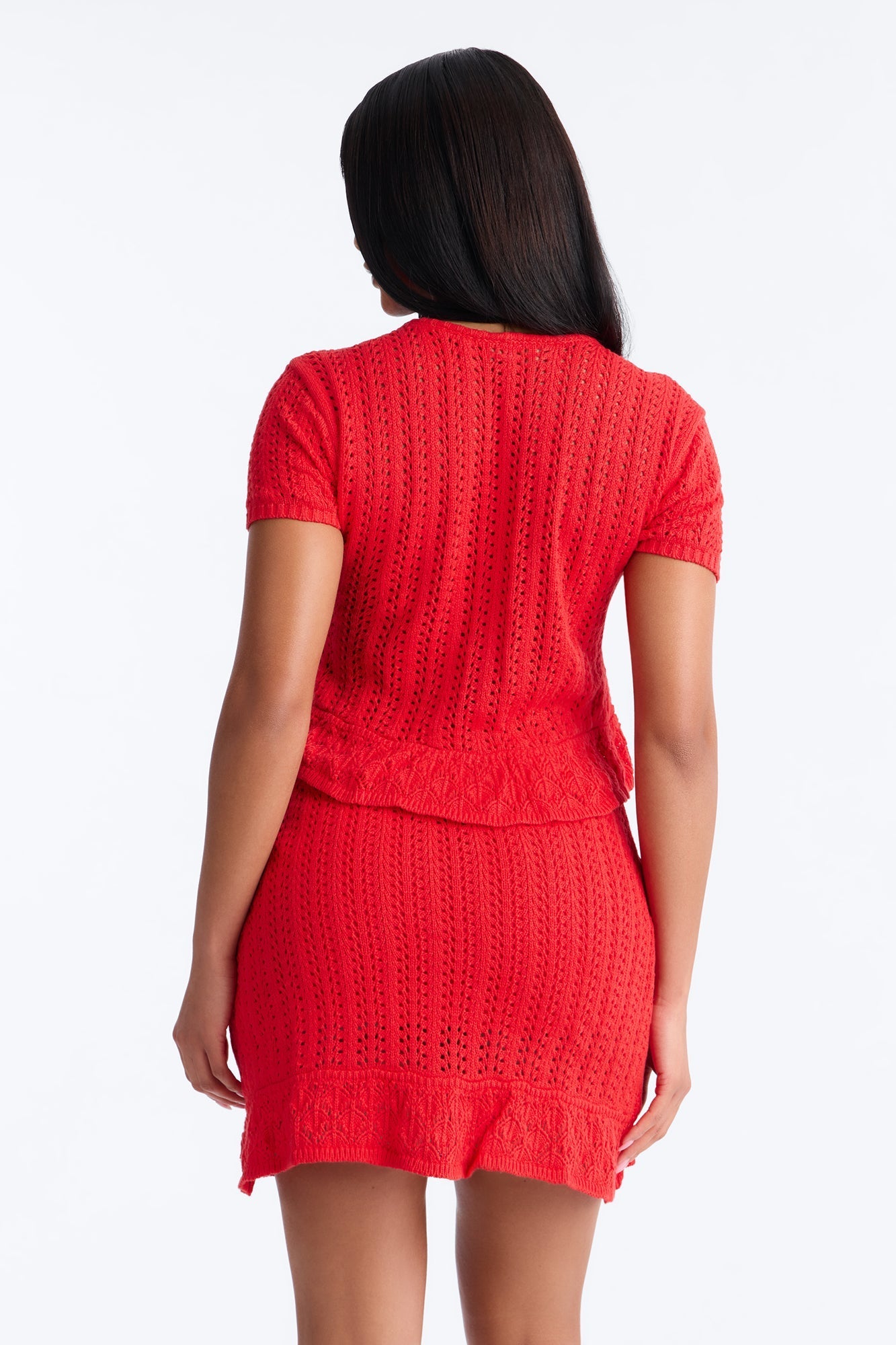 Summer Season Crochet Mini Skirt Set - Red Fashion Nova