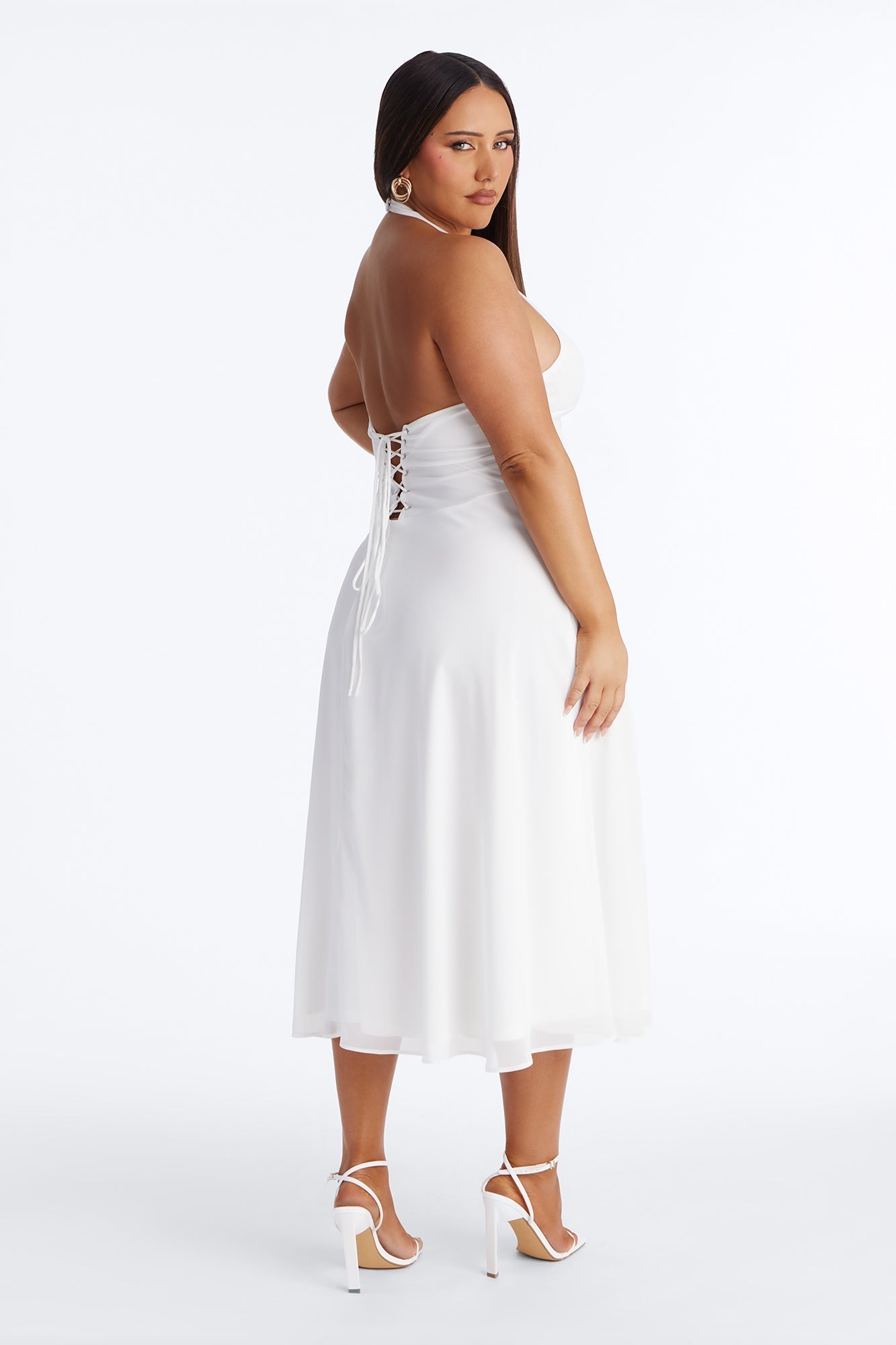 Holland Halter Chiffon Midi Dress - White Fashion Nova