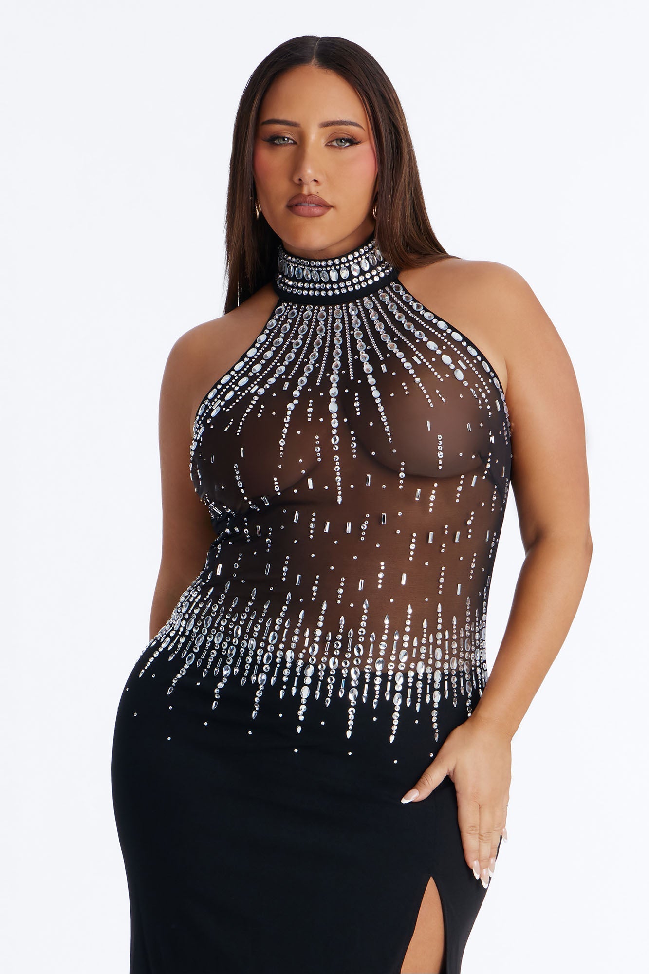 Chloe Rhinestone Embellished Gown - Black Fashion Nova