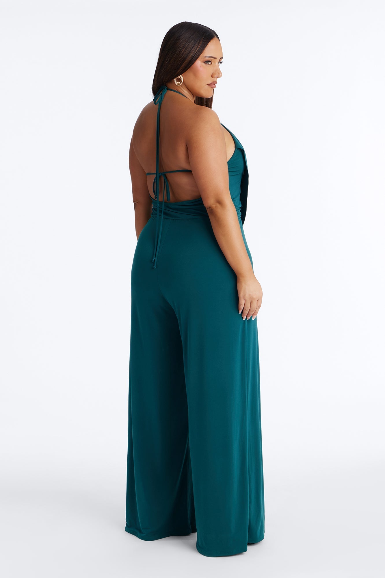 Shana Cowl Halter Wide Leg Jumpsuit - Green Fashion Nova