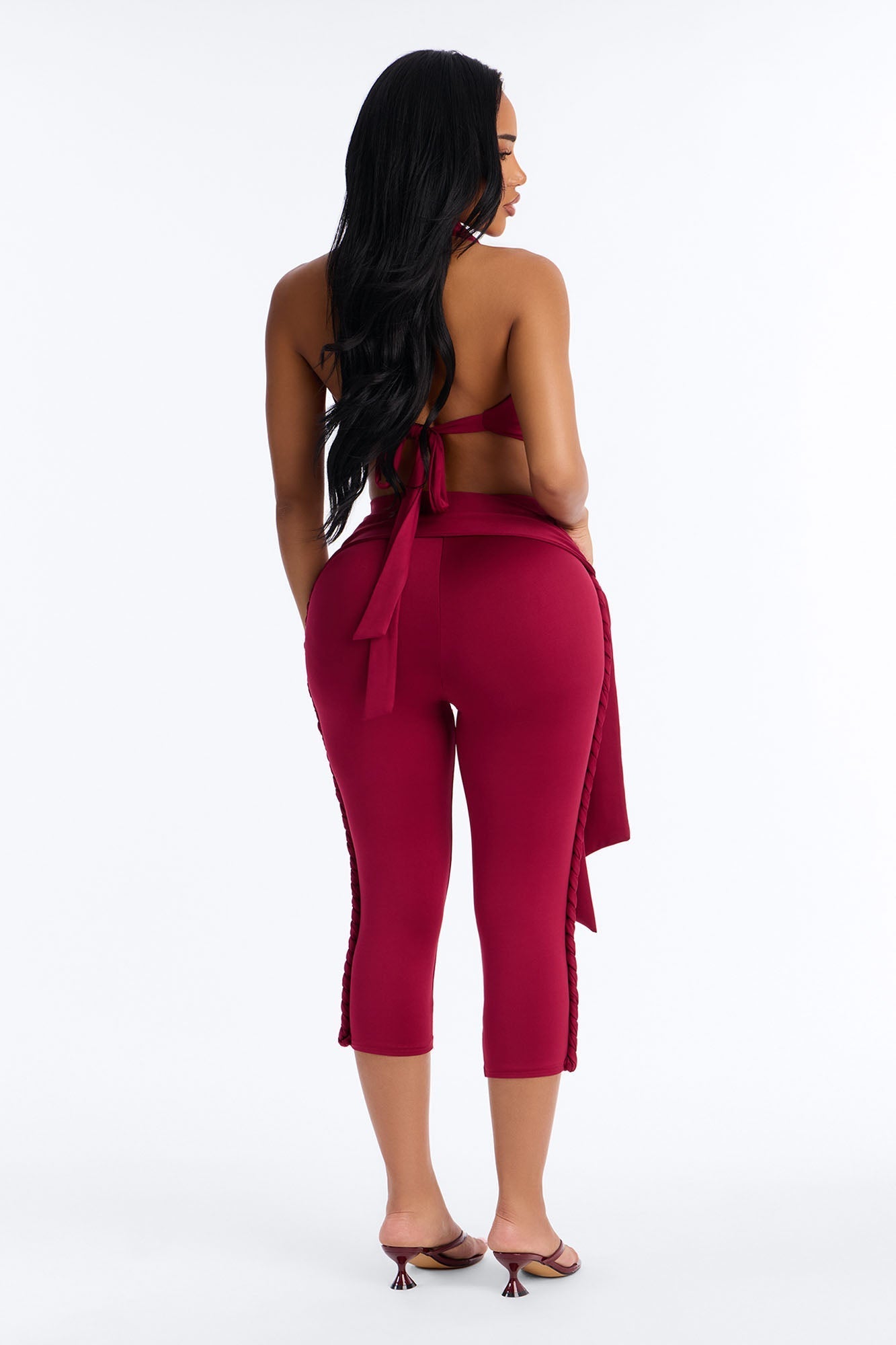 Crissa Halter Capri Pant Set - Red Fashion Nova