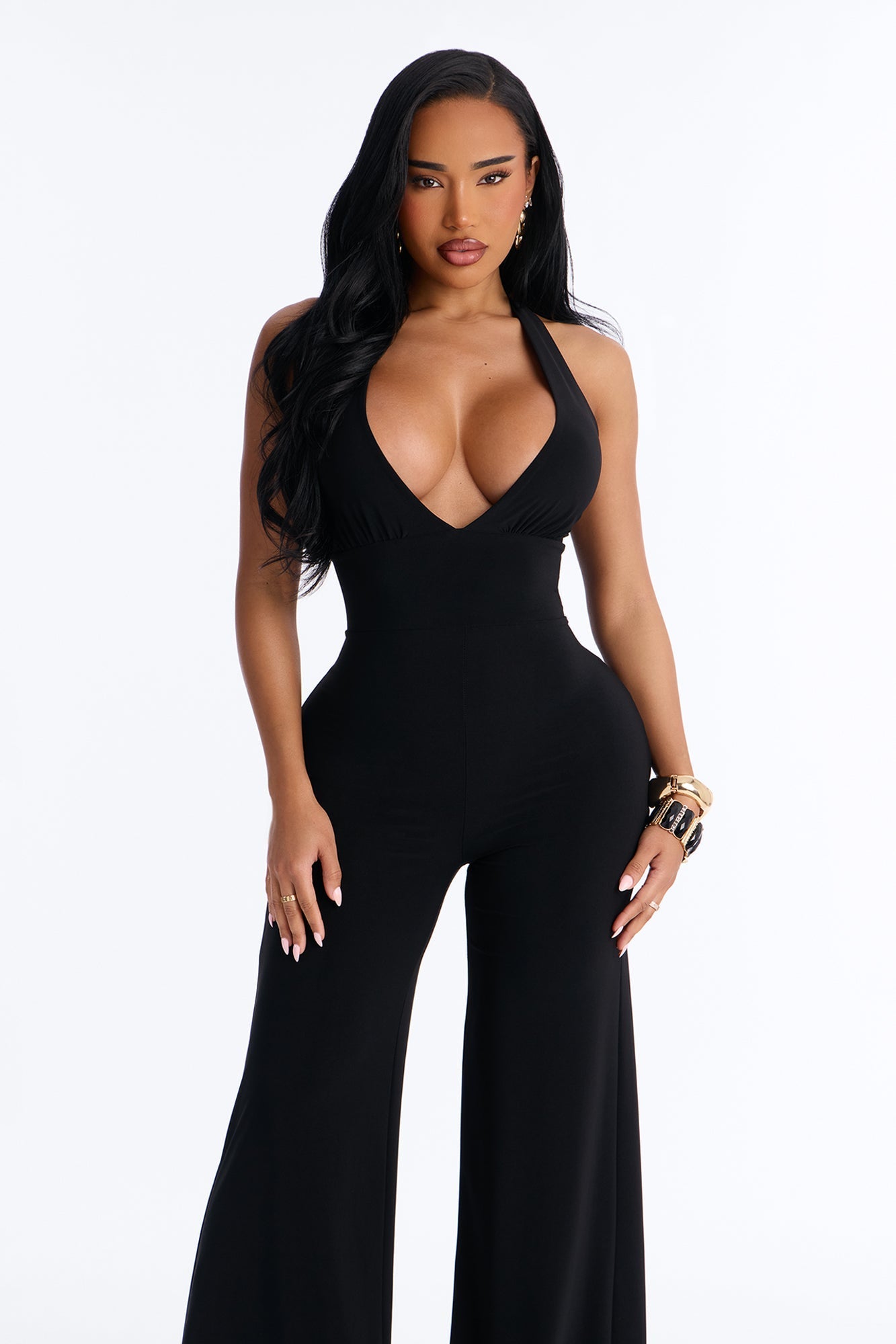 Kenna Halter Chain Jumpsuit - Black Fashion Nova