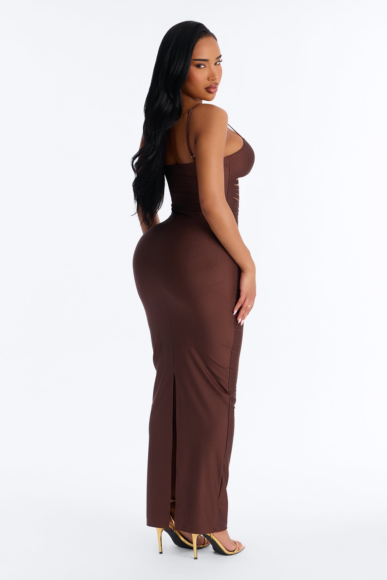 Afterglow Strappy Maxi Dress - Brown Fashion Nova