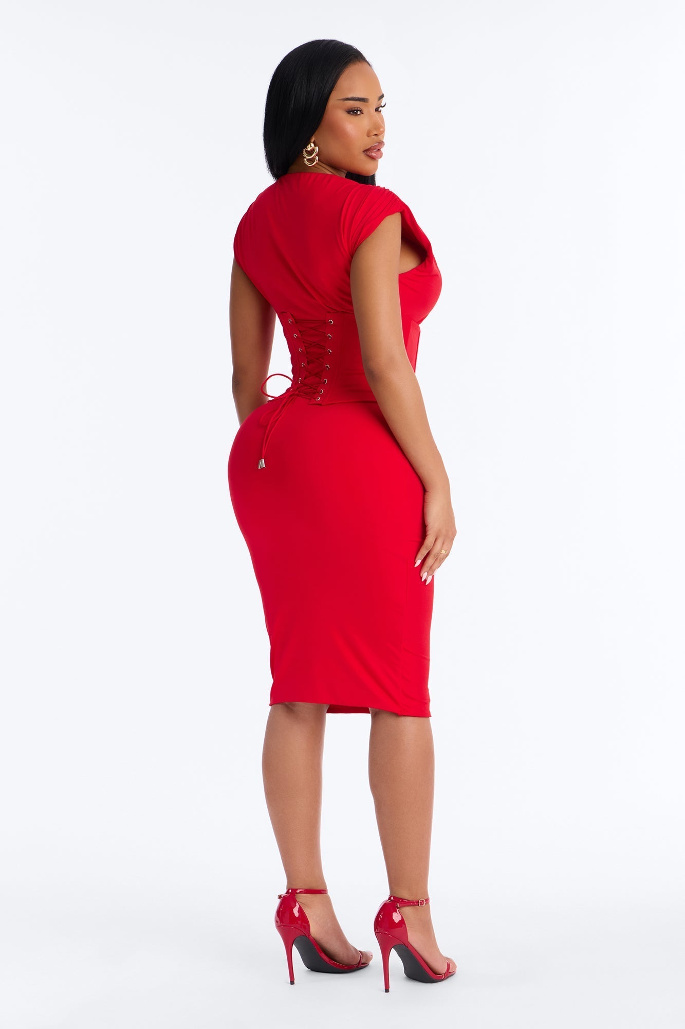 Imogen Corset Midi Dress - Red Fashion Nova