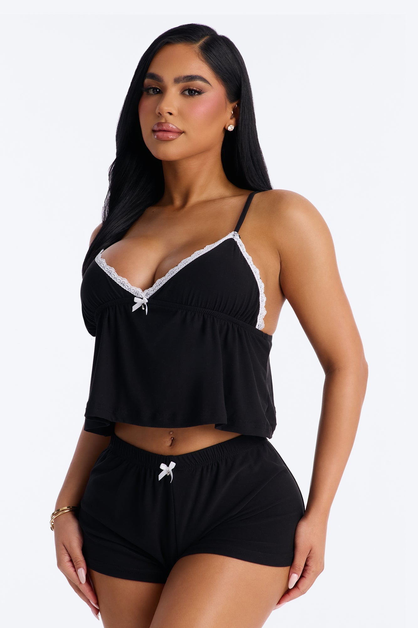 Cozy Up With Me PJ Short Set - Black Fashion Nova