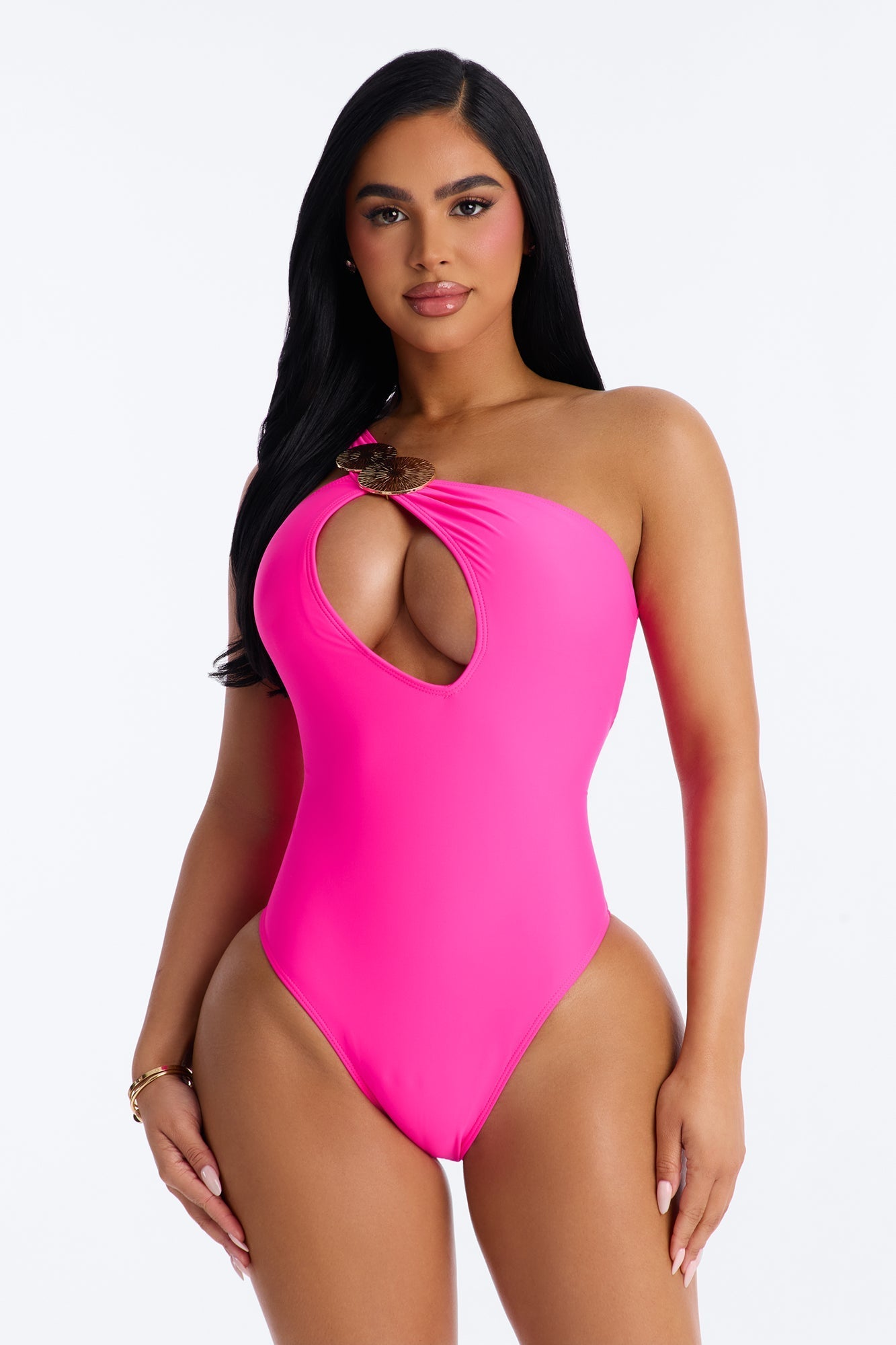 Perfect Waves Hardware Cutout 1 Piece Swimsuit - Hot Pink Fashion Nova