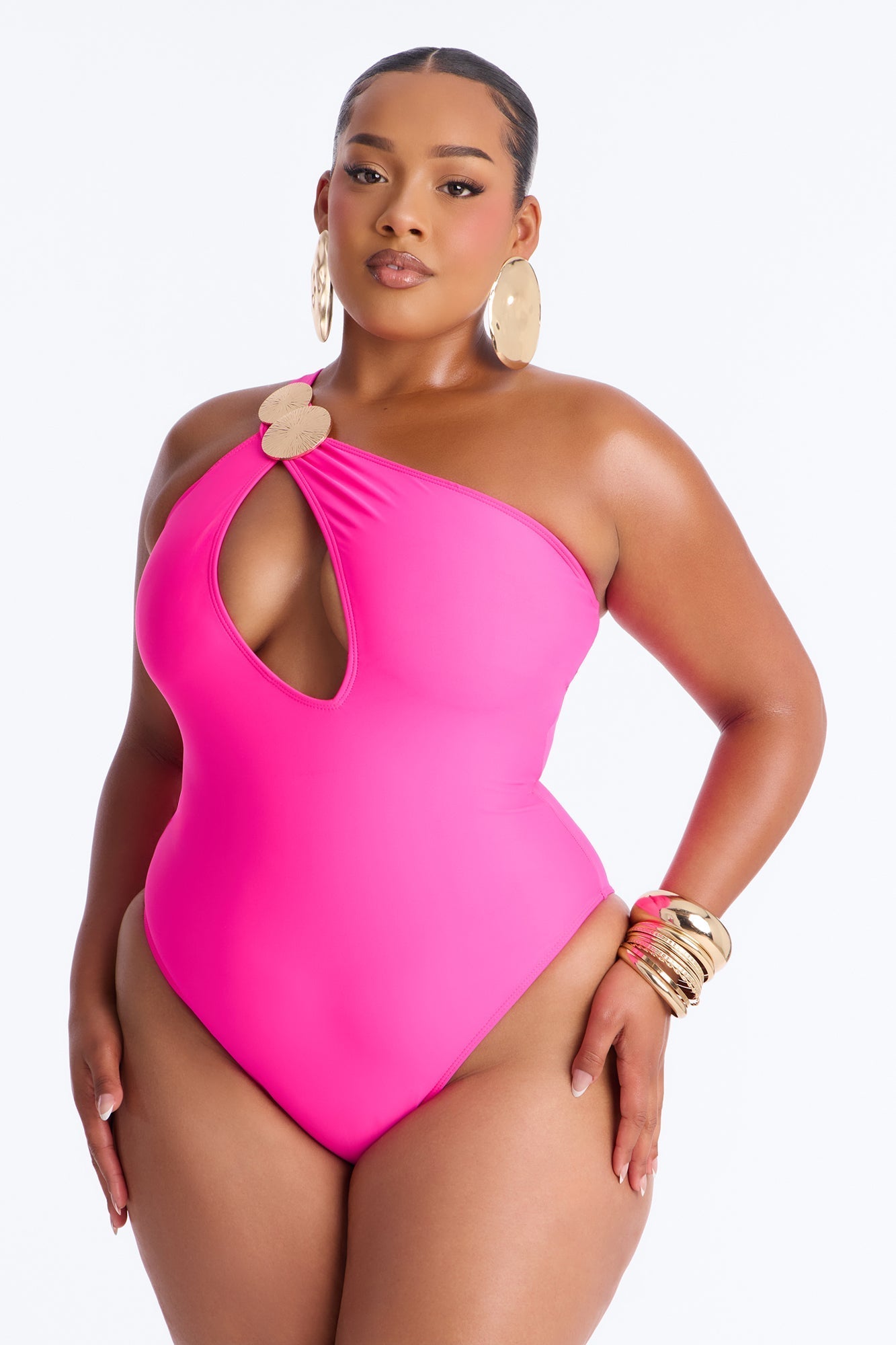 Perfect Waves Hardware Cutout 1 Piece Swimsuit - Hot Pink Fashion Nova