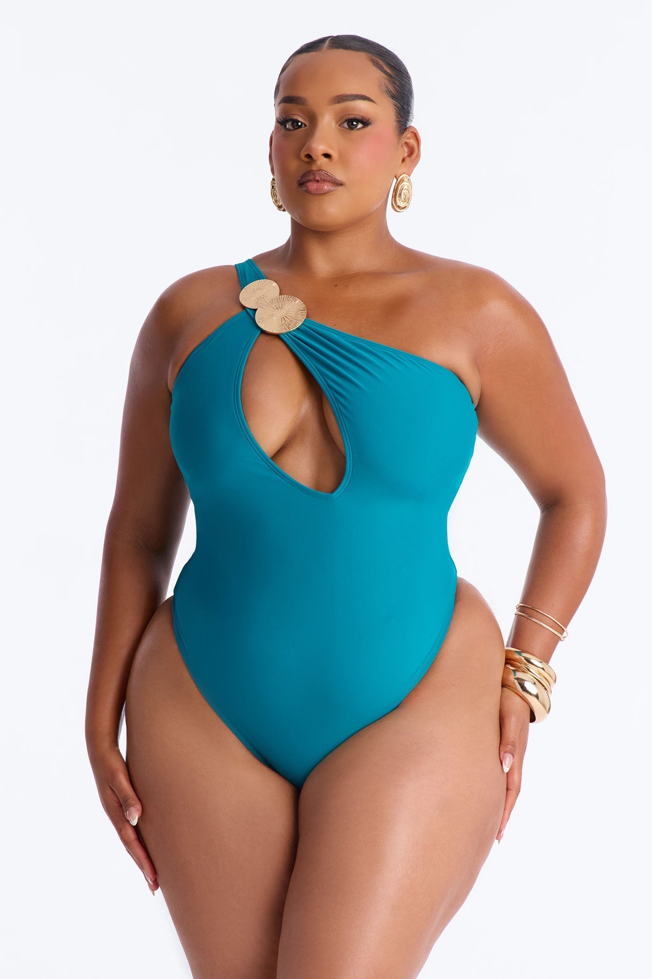 Perfect Waves Hardware Cutout 1 Piece Swimsuit - Teal Fashion Nova