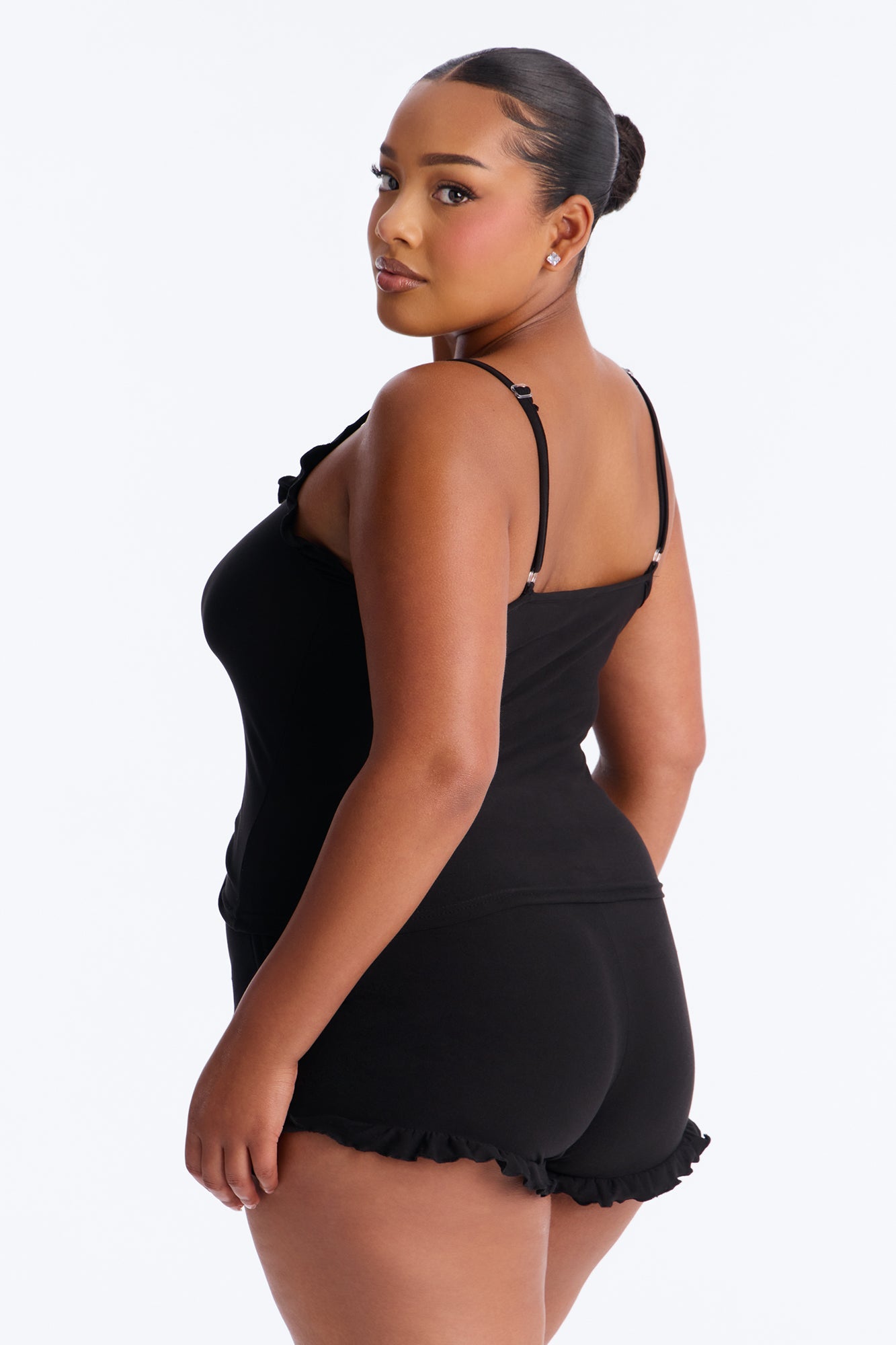 Kiss Goodnight Ruched Cami PJ Short Set - Black