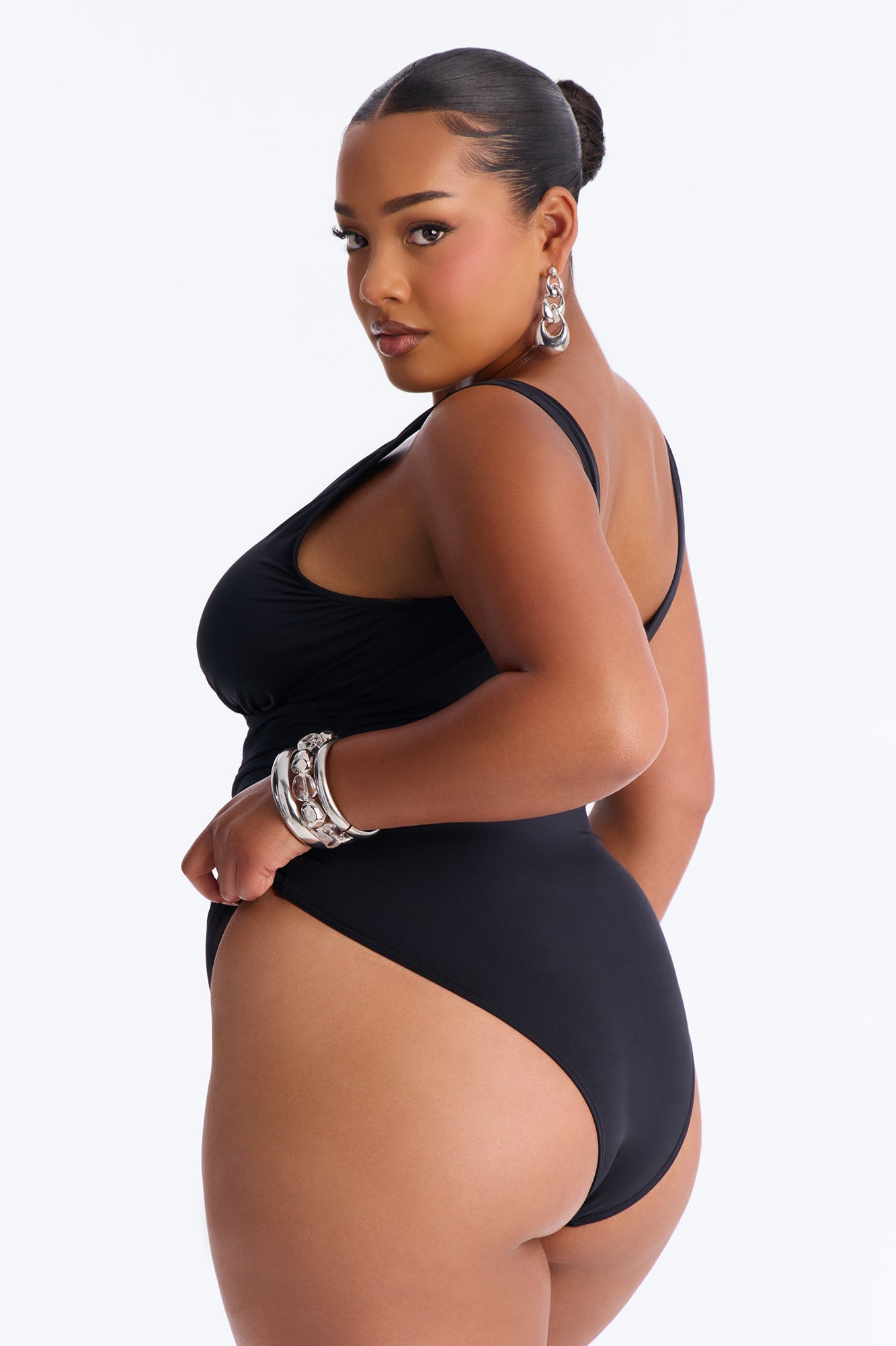 Shore Walks Ruching Hardware 1 Piece Swimsuit - Black Fashion Nova