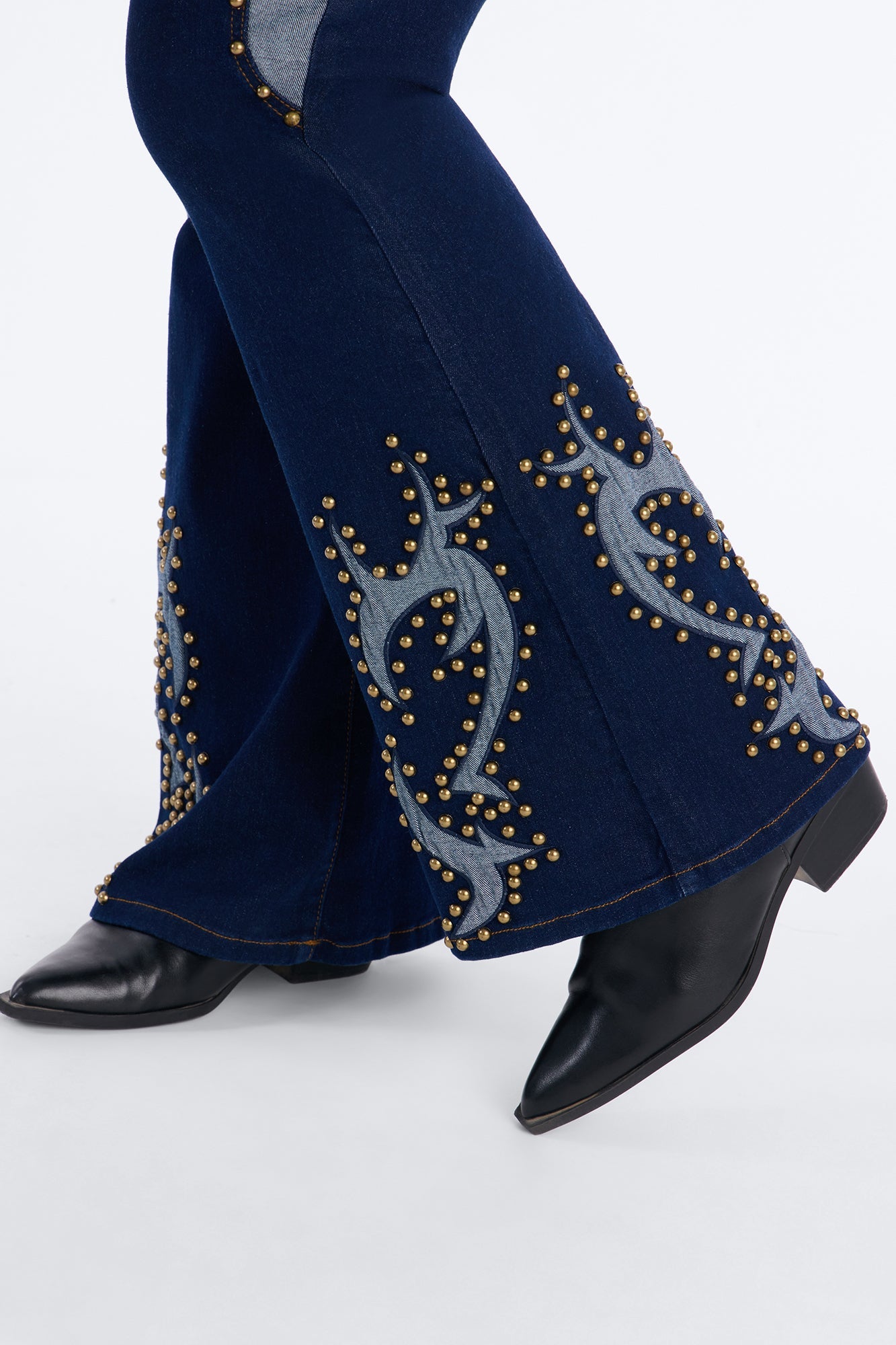 Tianna Denim Corset Flare Pant Set - Dark Denim