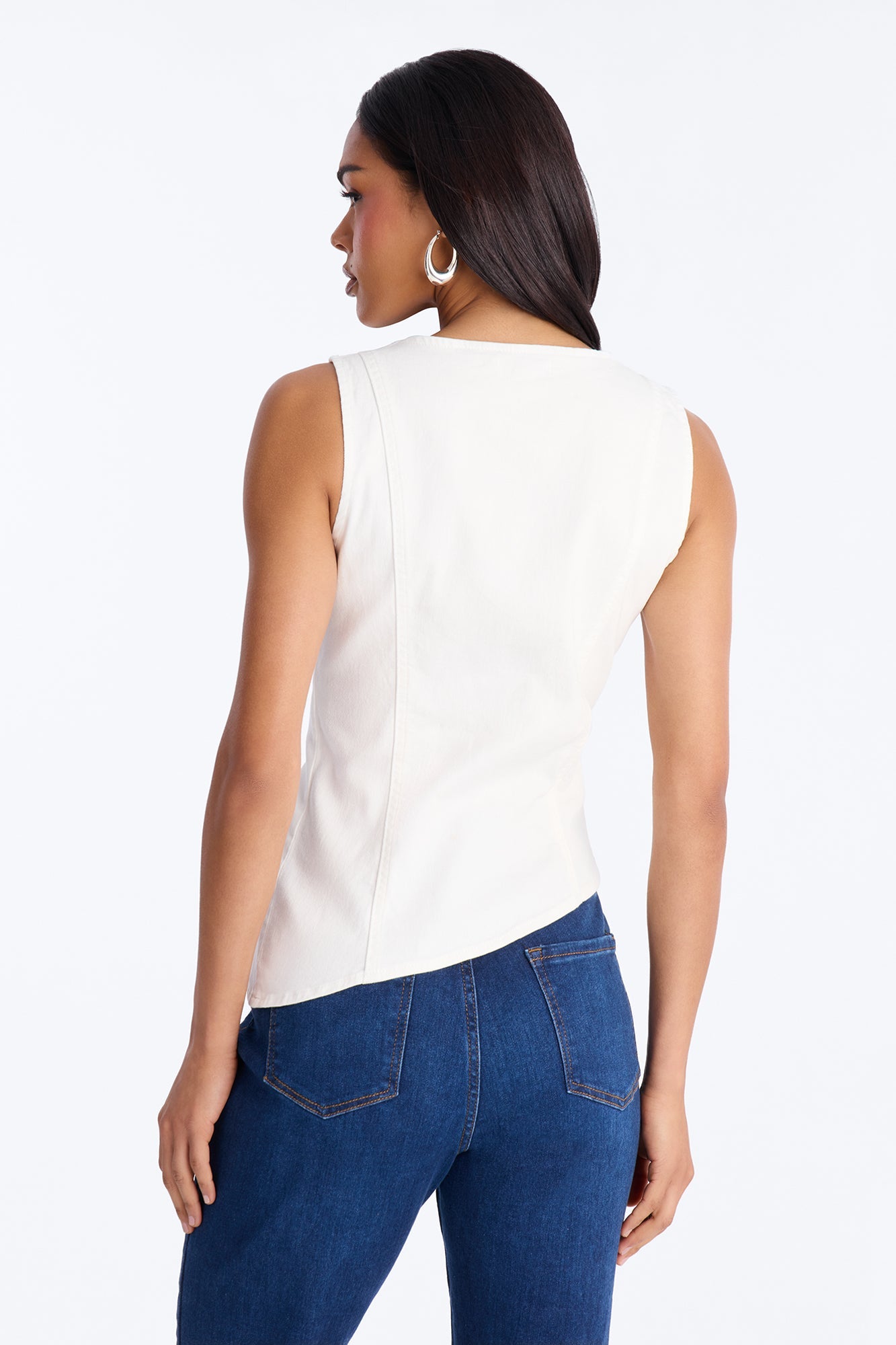 Weekend Glow Strappy Tie Front Denim Top - White