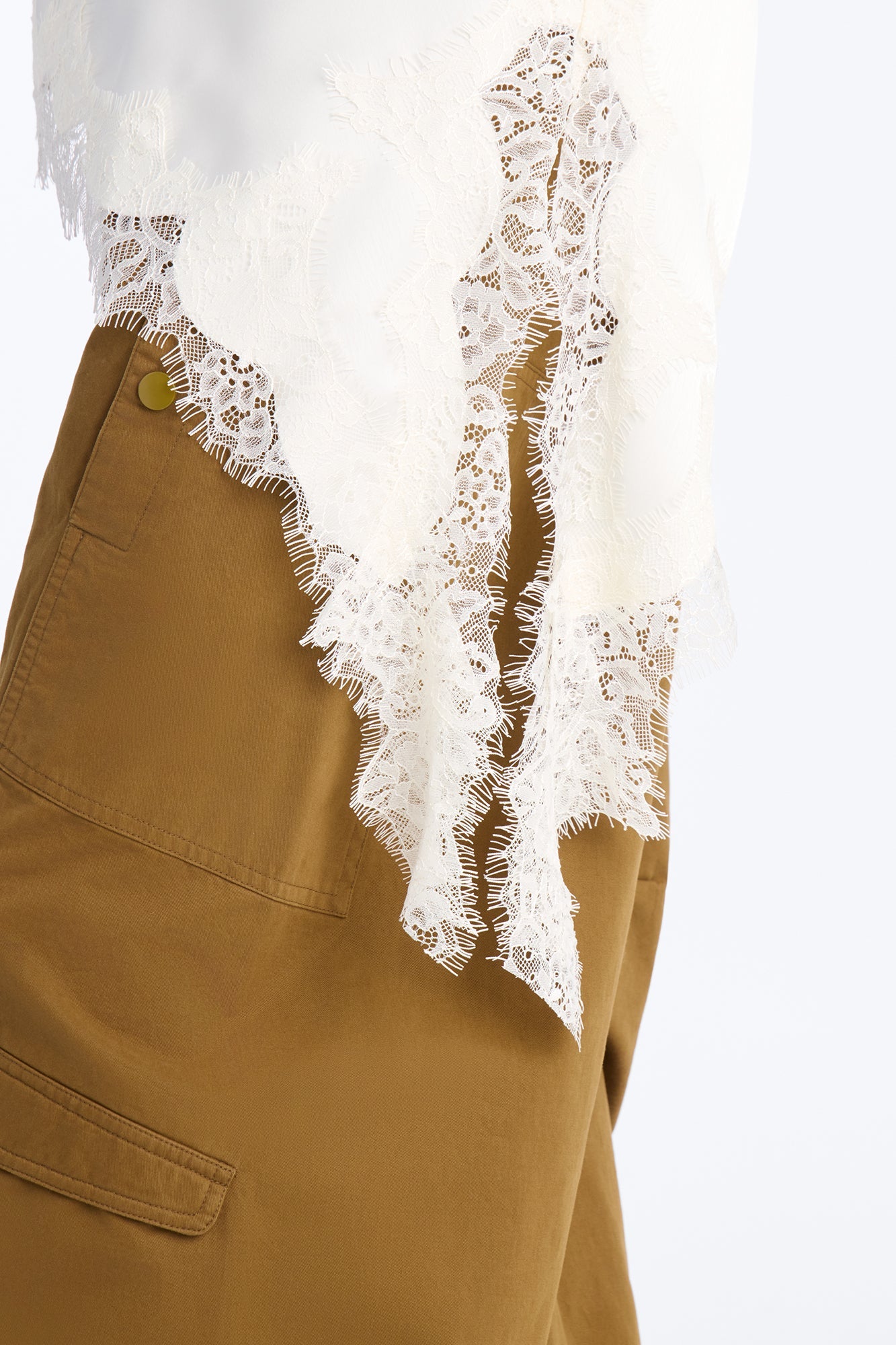 Taste Of Trouble Lace Trim Satin Top - Ivory