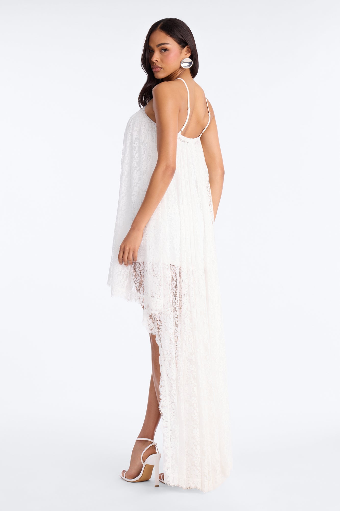 Garden Fairy High Low Lace Maxi Dress - White