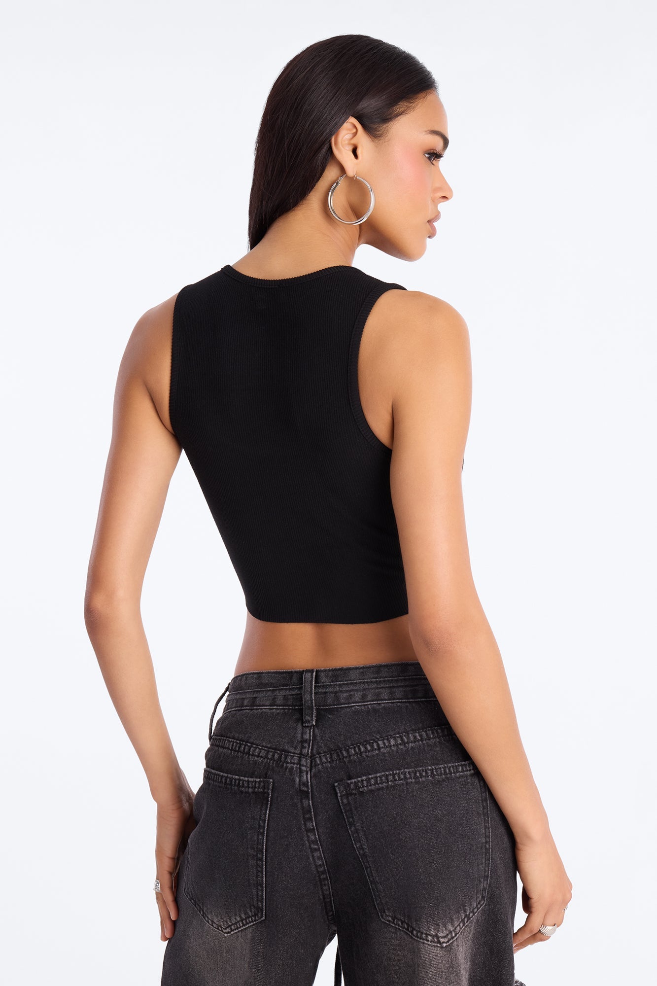 Blessed Soul Ribbed Tank Top - Black