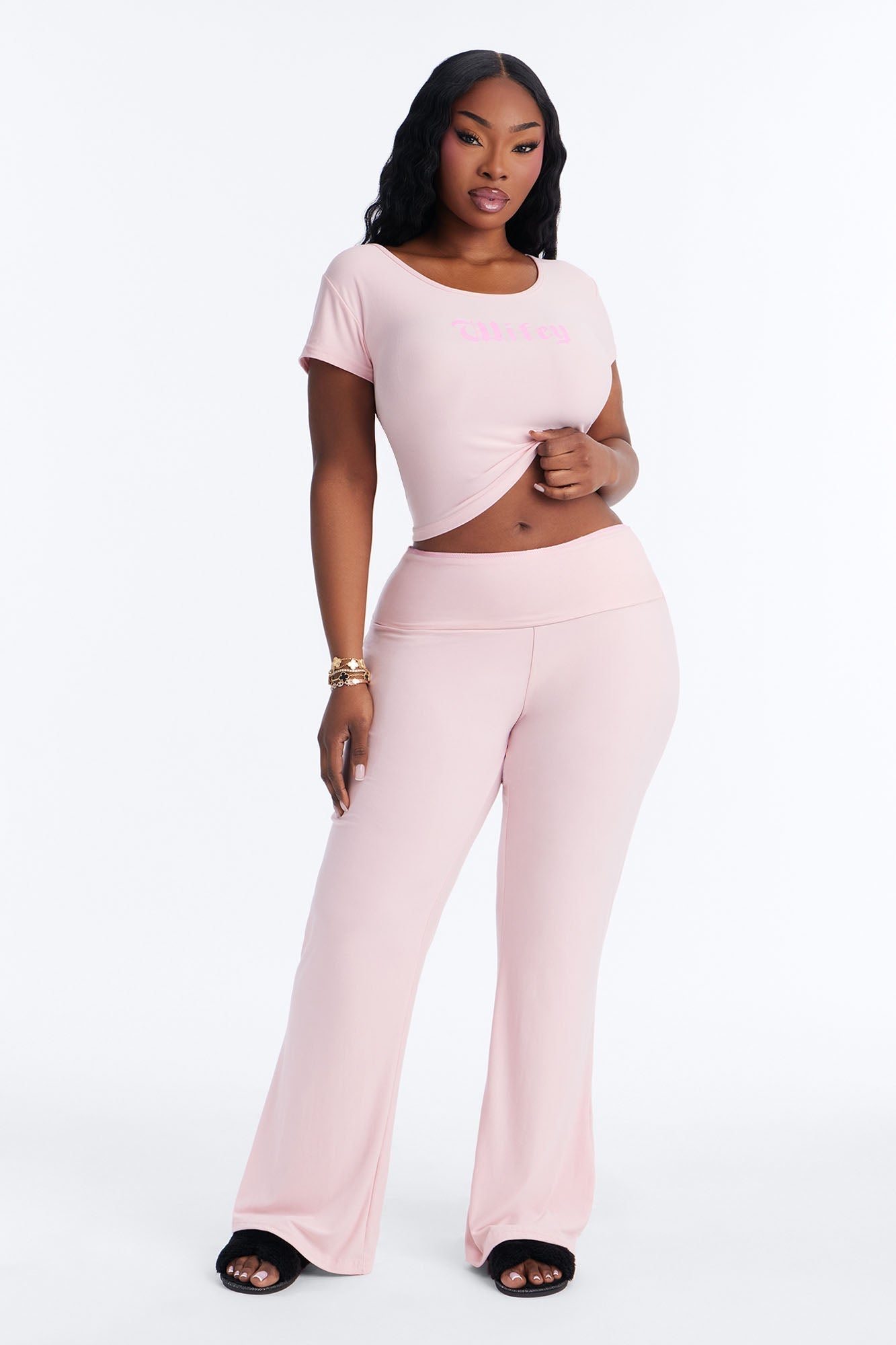 Wifey For Lifey Tee & Pant PJ Set - Pink Fashion Nova