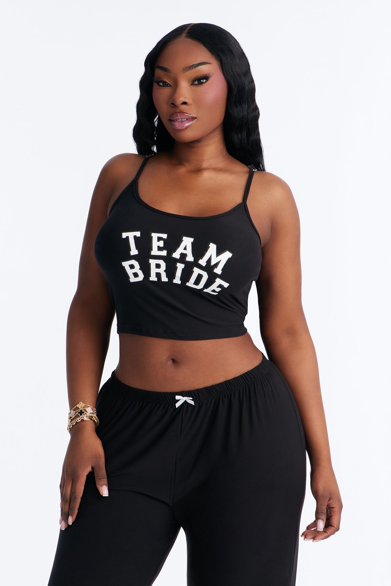 Team Bride Boarding PJ Set - Black Fashion Nova