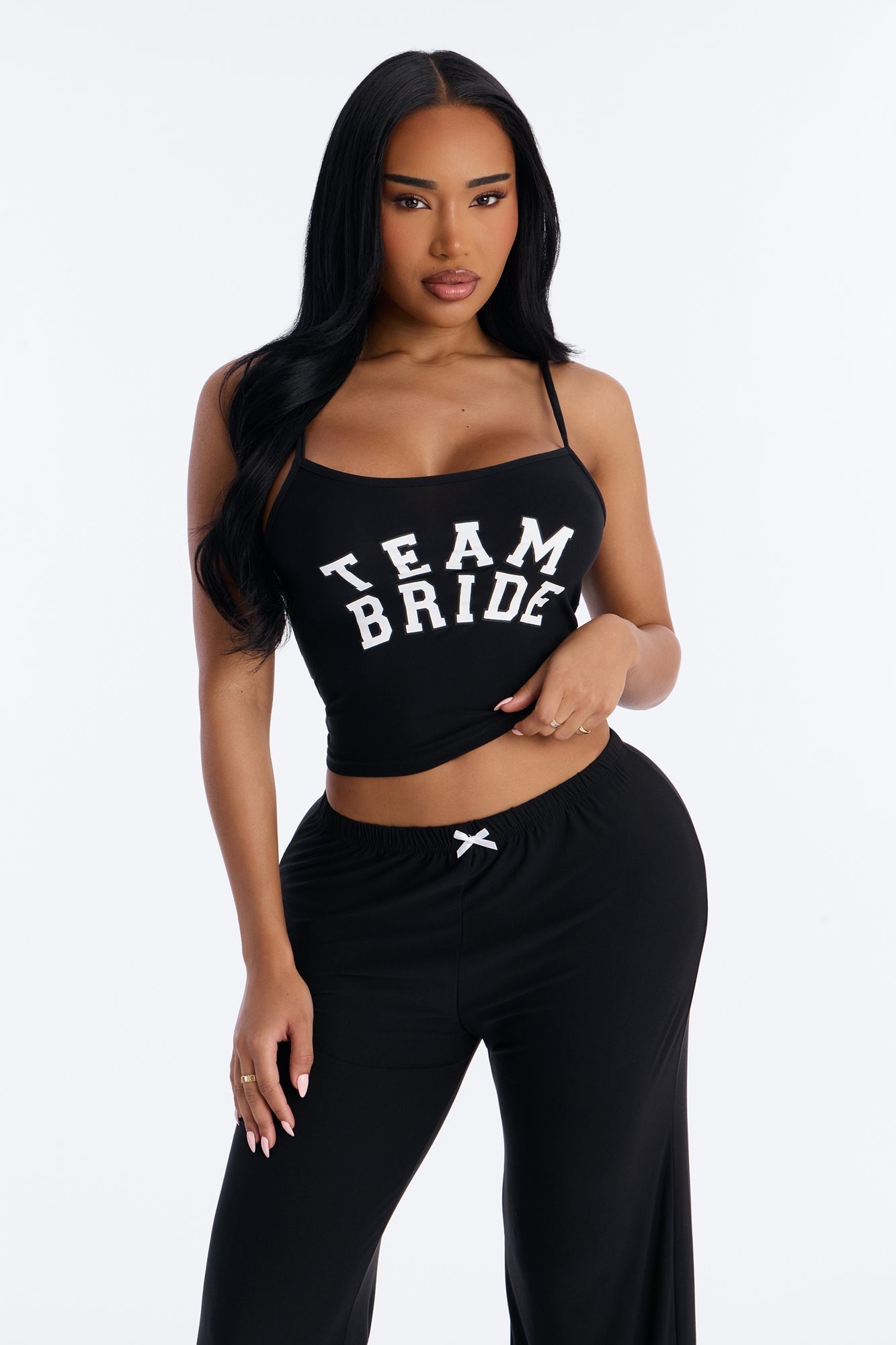 Team Bride Boarding PJ Set - Black Fashion Nova