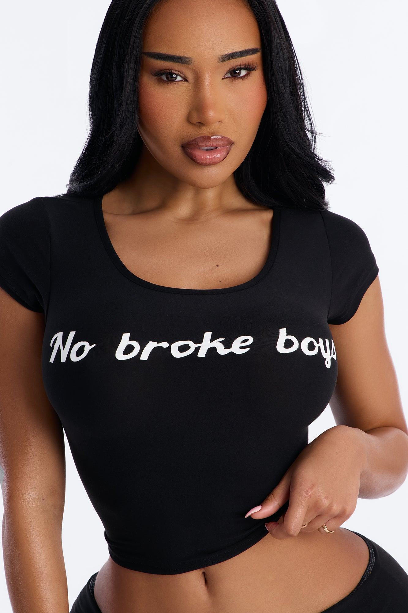 No Broke Boys PJ Short Set - Black Fashion Nova