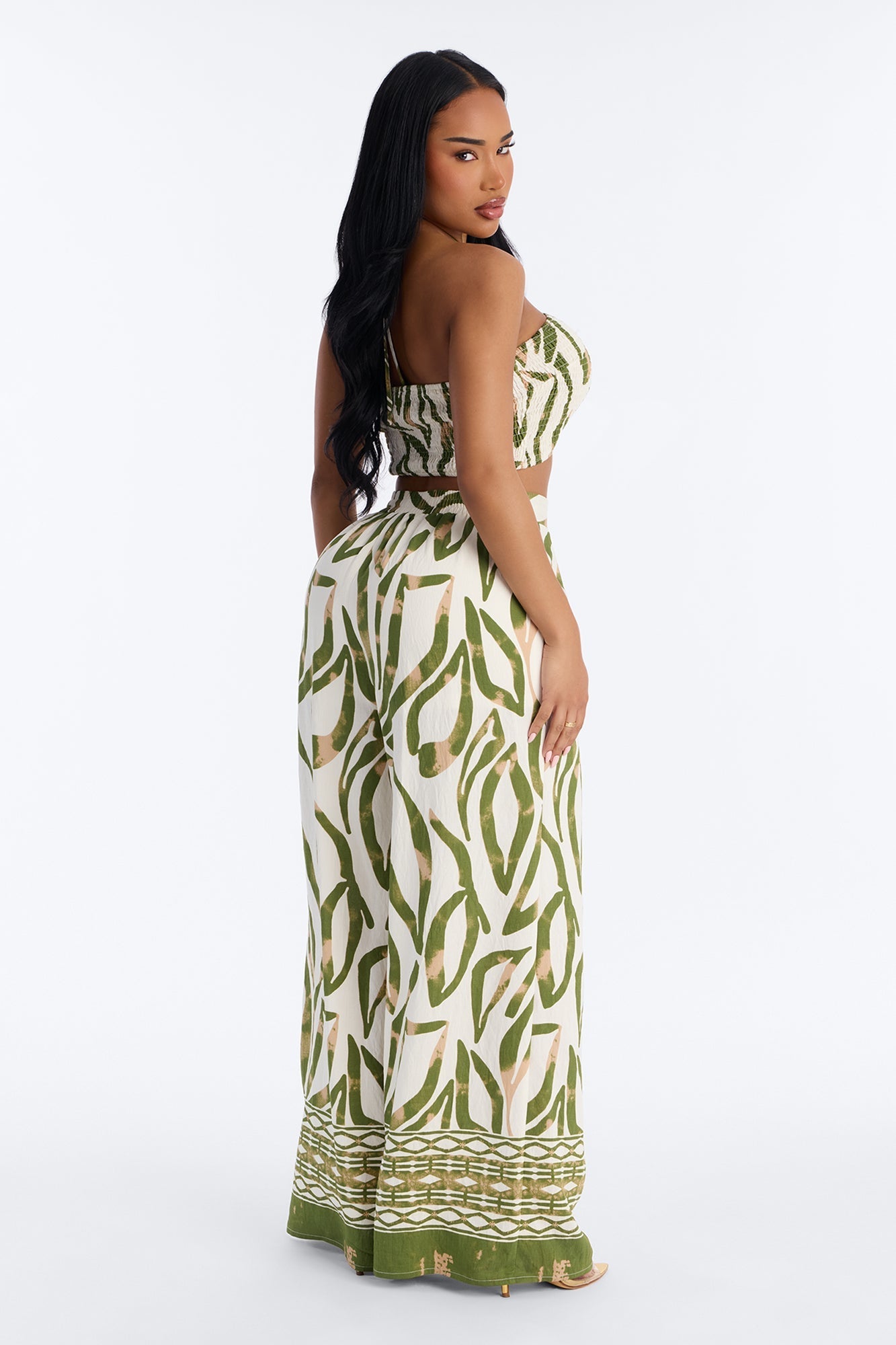 Bali Breeze Halter Pant Set - Olive/combo Fashion Nova