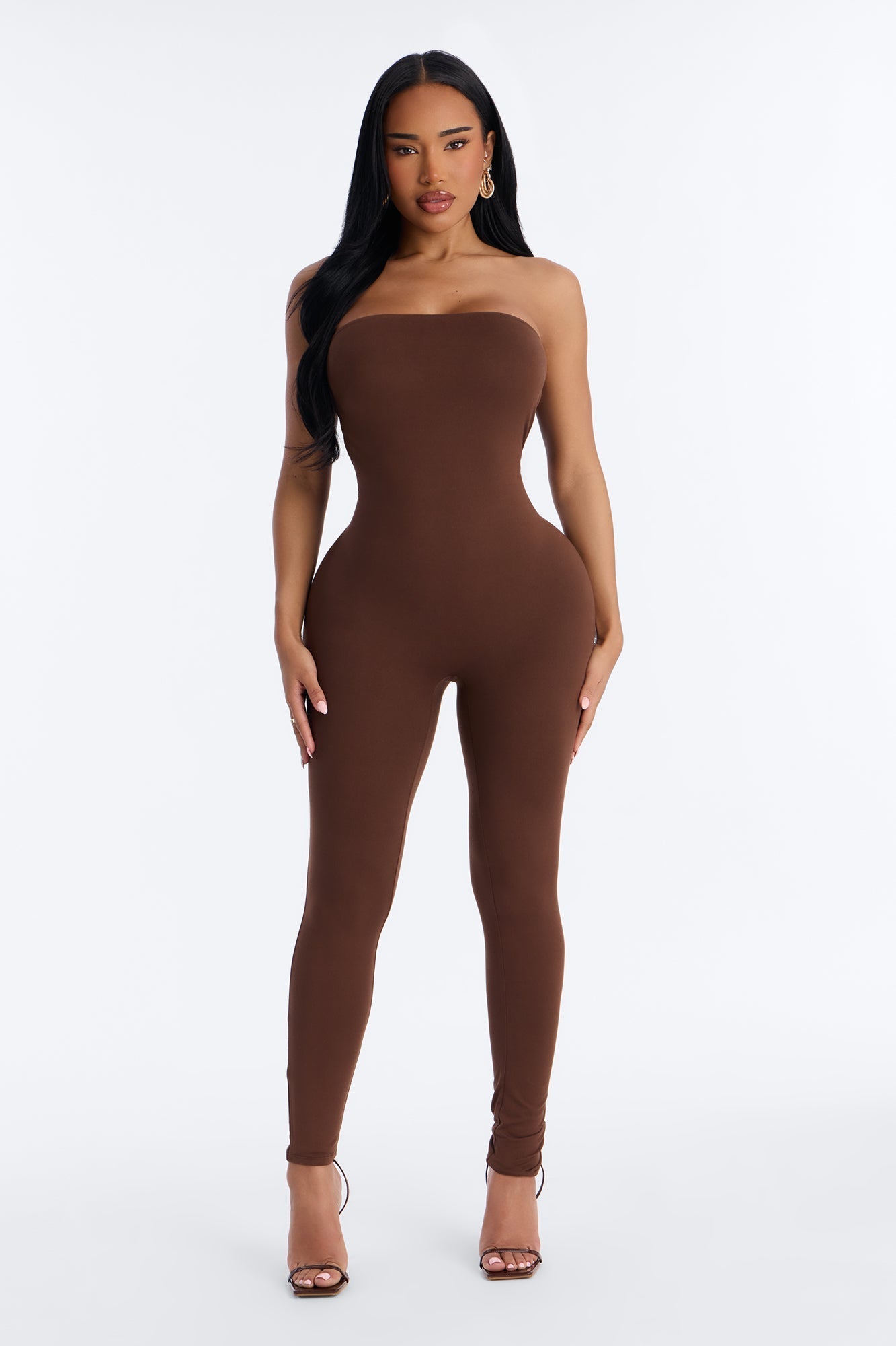 Body Language Skinny Strapless Catsuit - Brown Fashion Nova