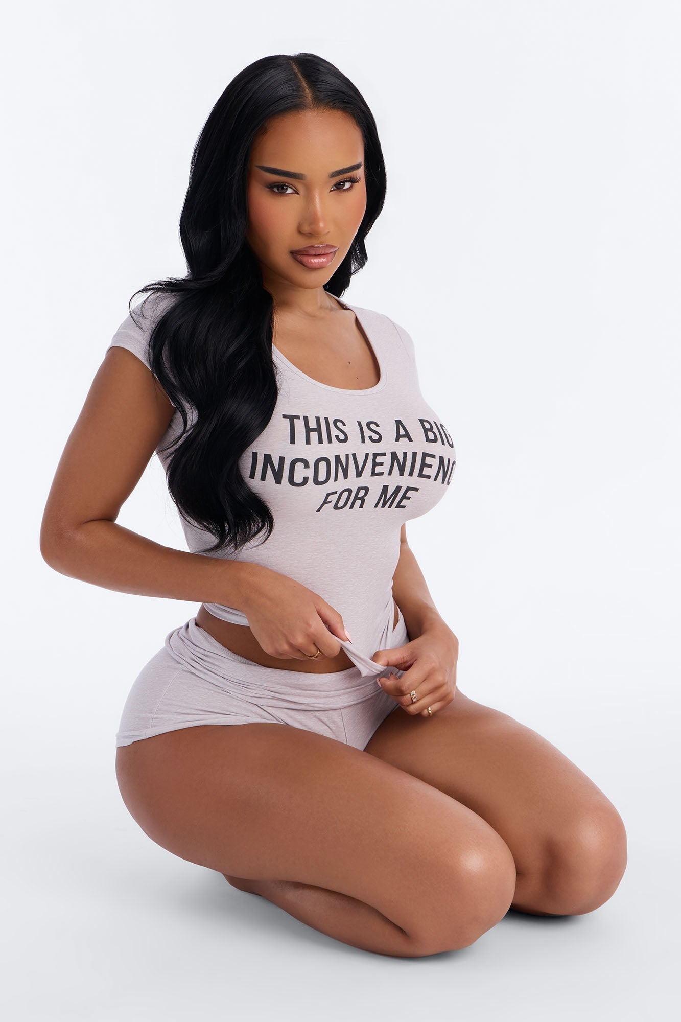 Big Inconvenience For Me PJ Short Set - Heather Grey Fashion Nova