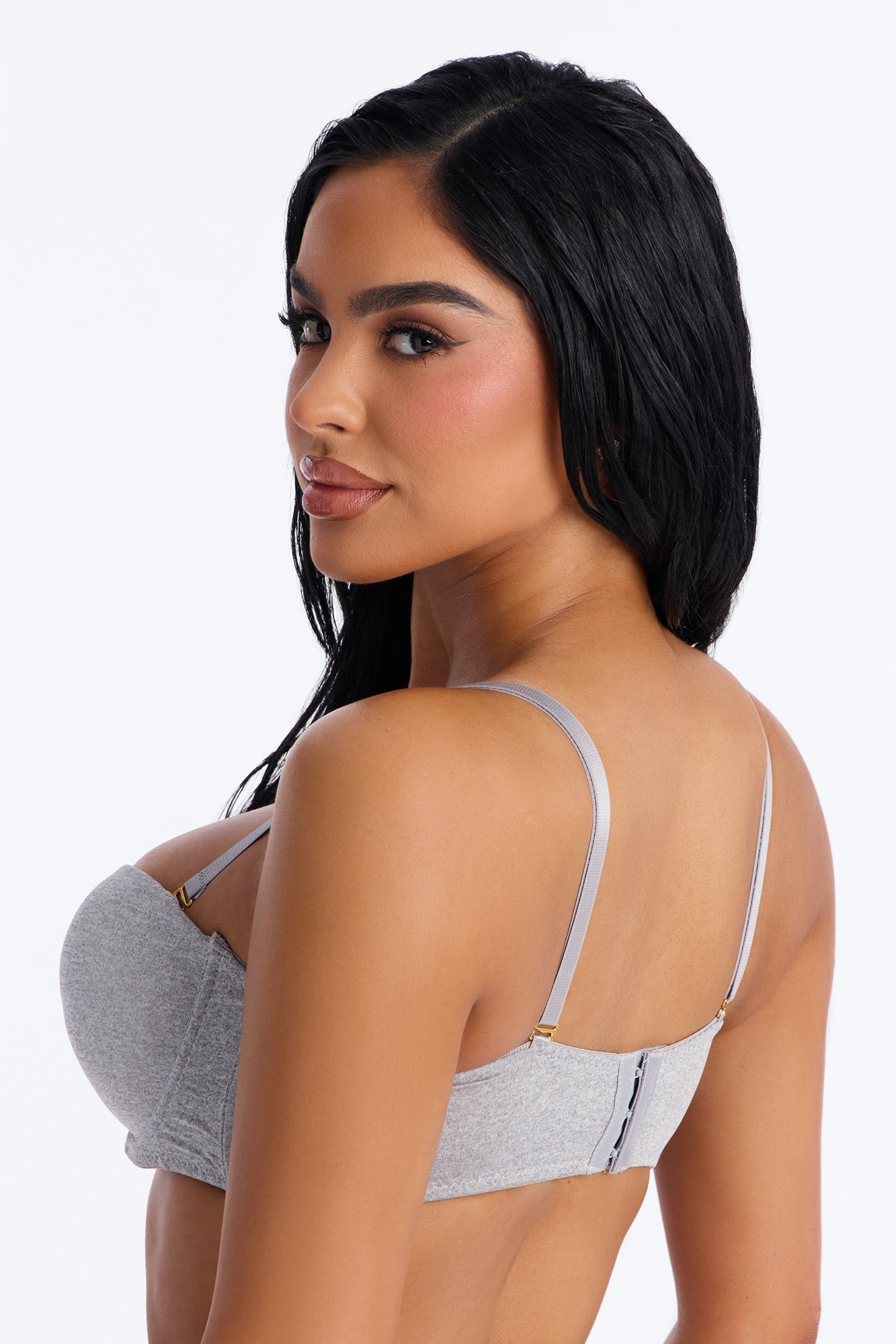 Quick Push Strapless Balconette Bra - Heather Grey