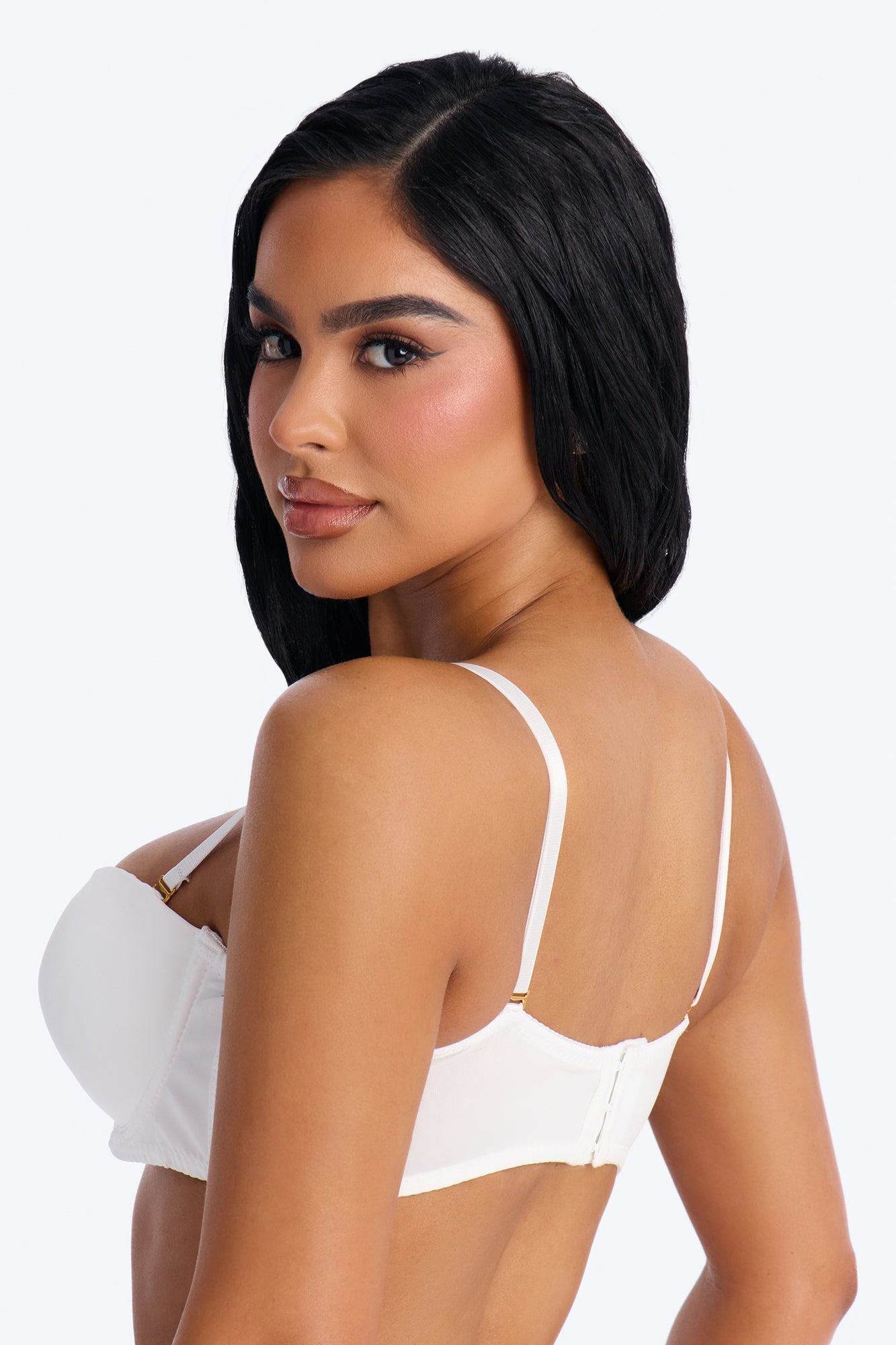 Quick Push Strapless Balconette Bra - White