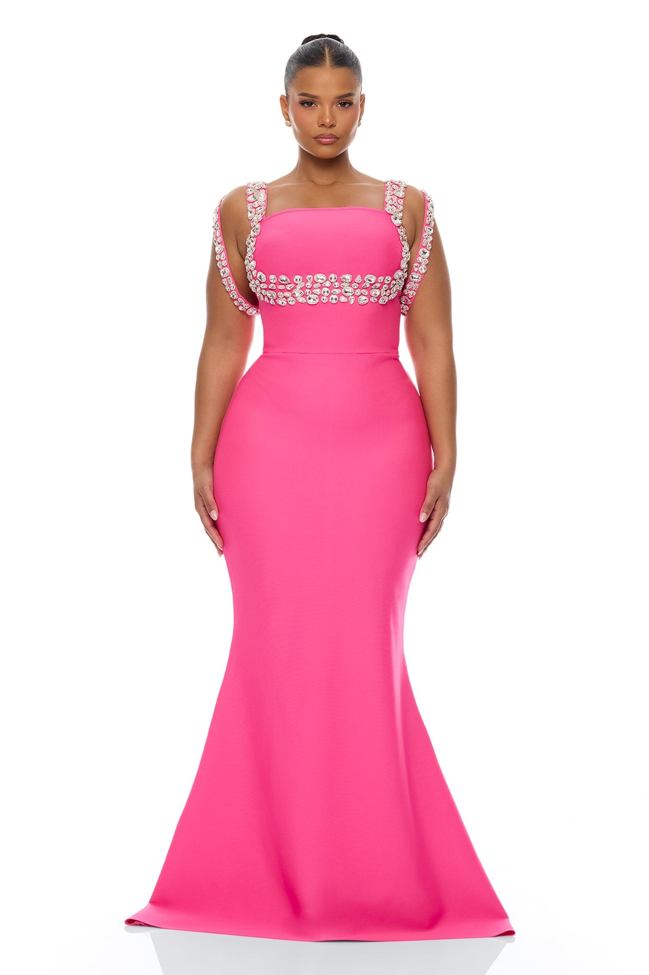 Masie Bandage Gown - Hot Pink