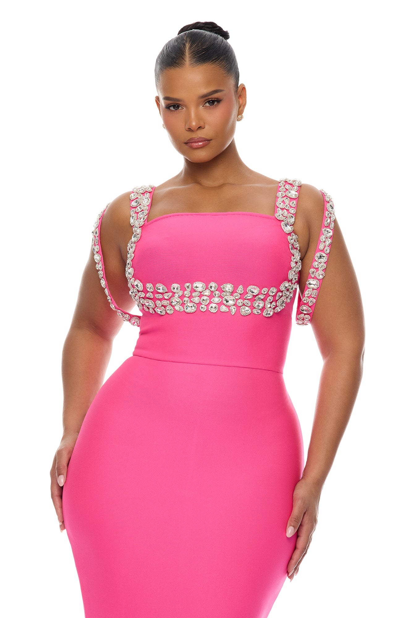 Masie Bandage Gown - Hot Pink