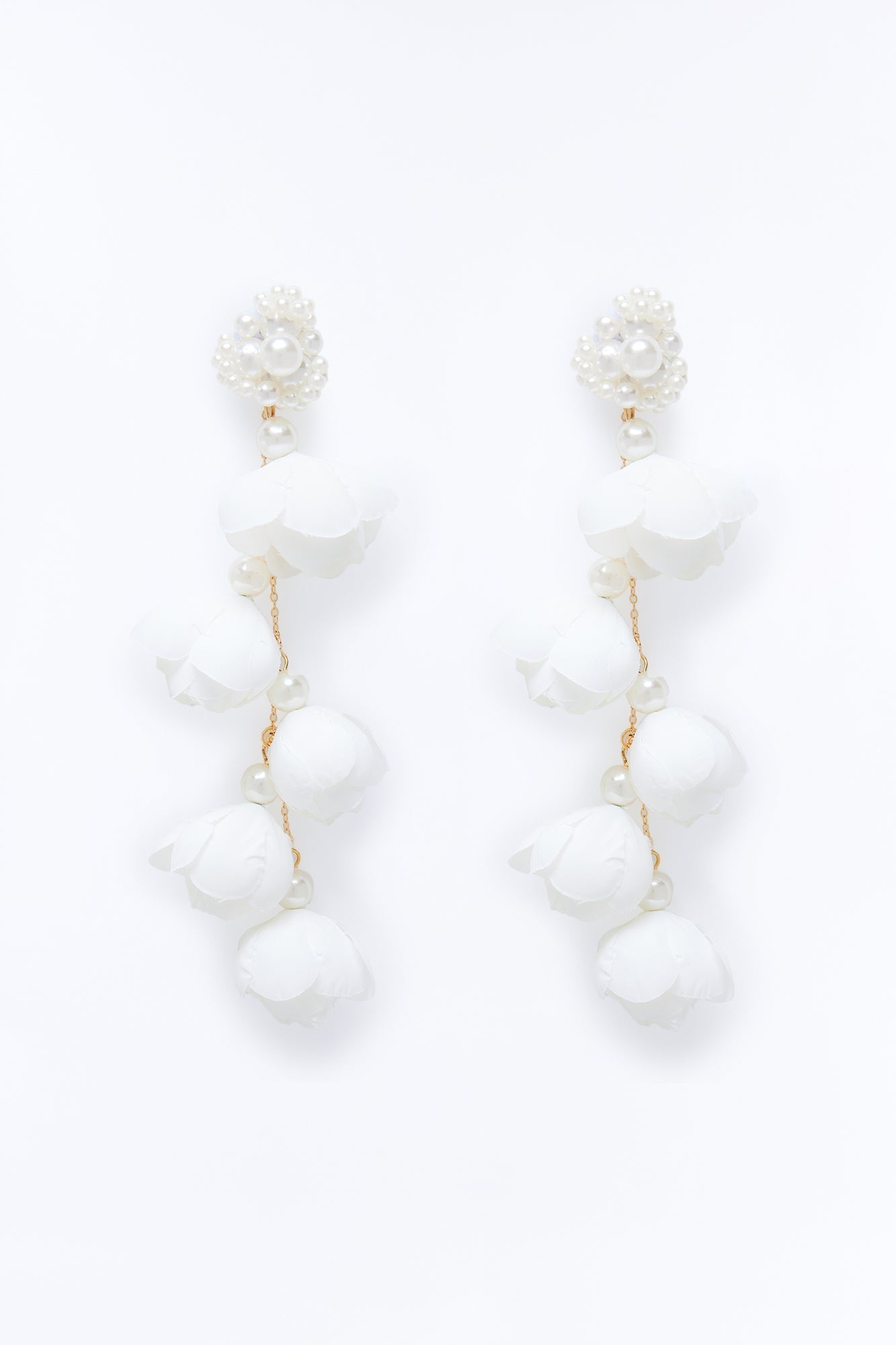 Petals And Pearls Drop Earrings - White Fashion Nova