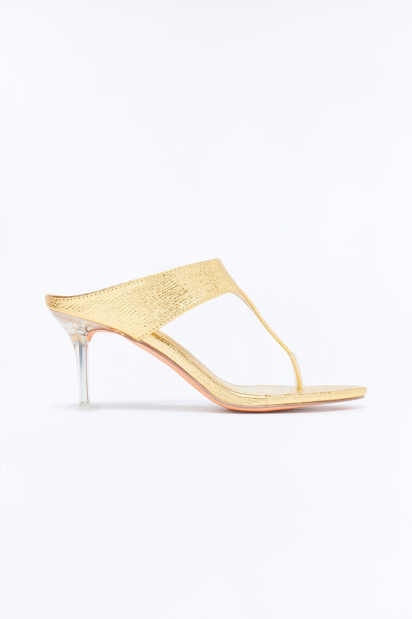 Josefina Metallic Thong Heels - Gold Fashion Nova