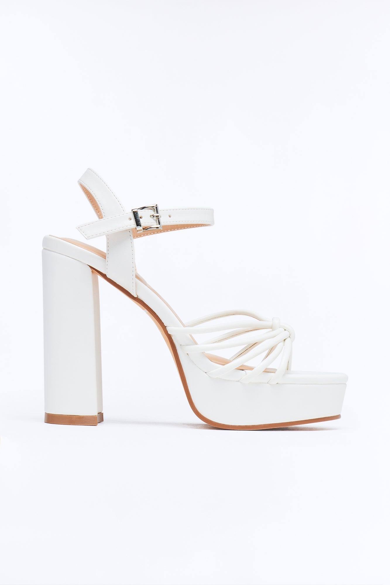 Shai Ankle Strap Platform Heels - White Fashion Nova