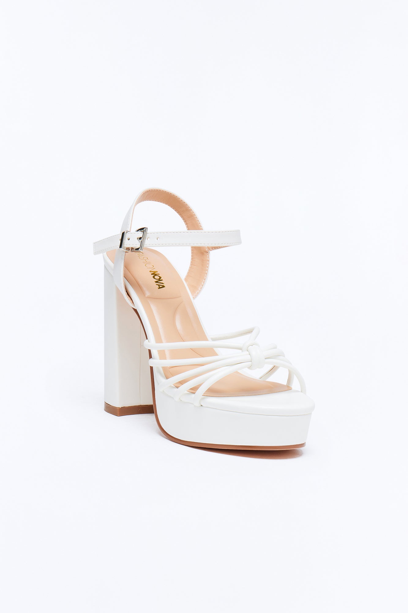 Shai Ankle Strap Platform Heels - White Fashion Nova