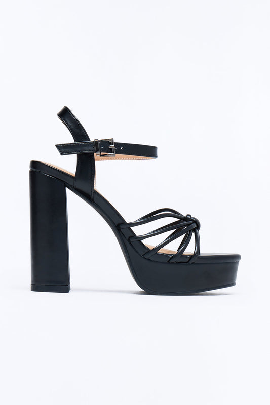 Shai Ankle Strap Platform Heels - Black Fashion Nova