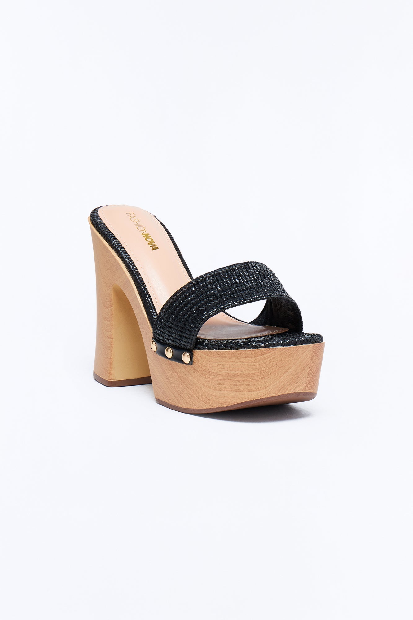 Gennie Wood Platform Heels - Black Fashion Nova