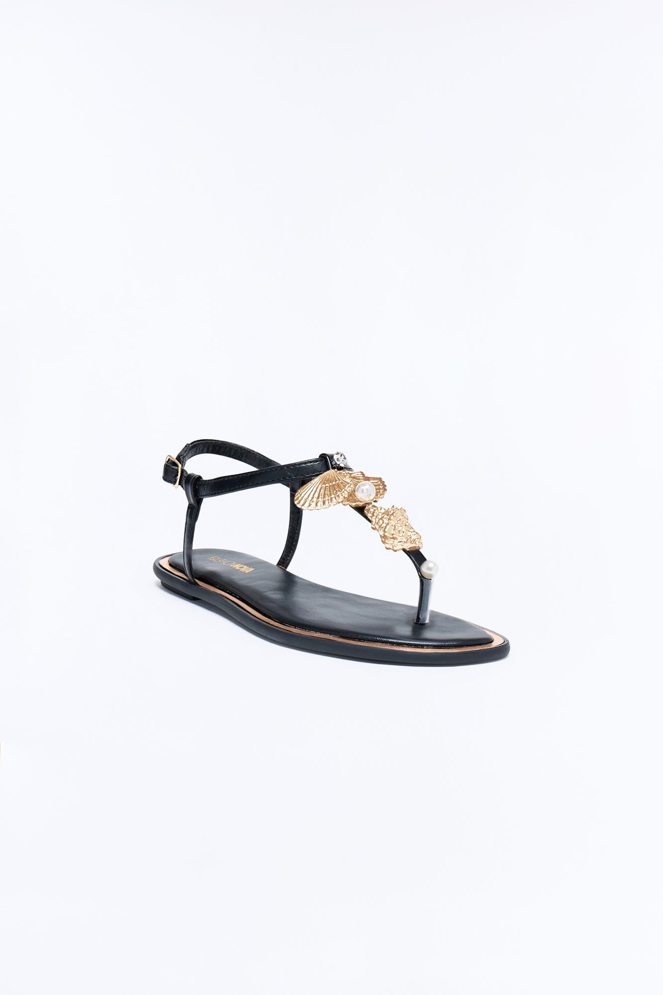 Shann Hardware Ankle Strap Sandals - Black