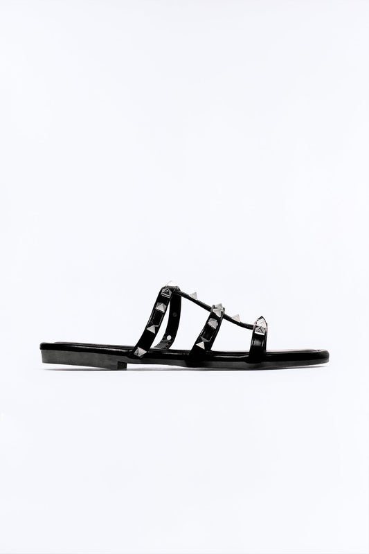 Cambria Studded Sandals - Black Fashion Nova