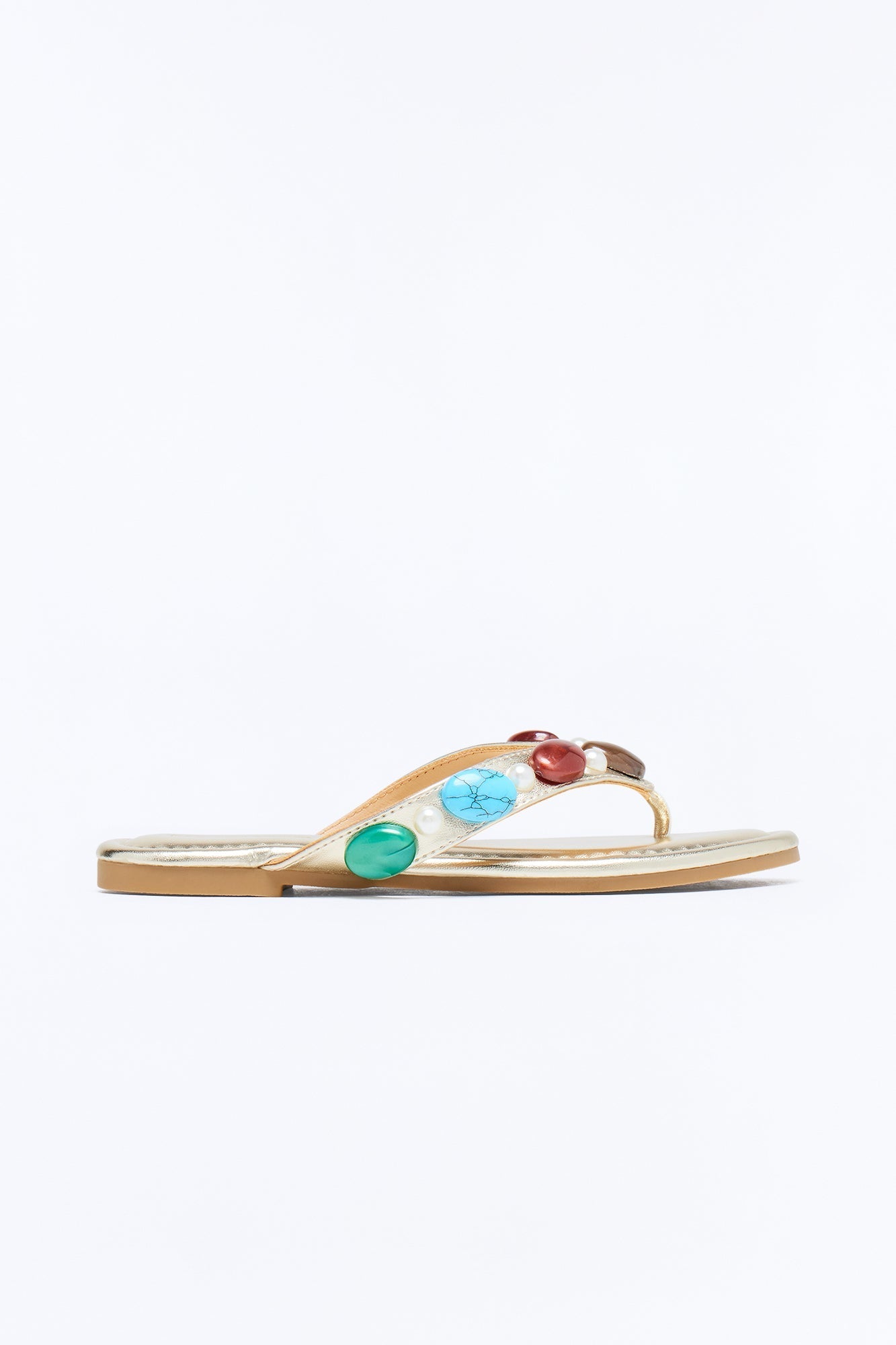 Addison Stone Flip Flops - Gold Fashion Nova