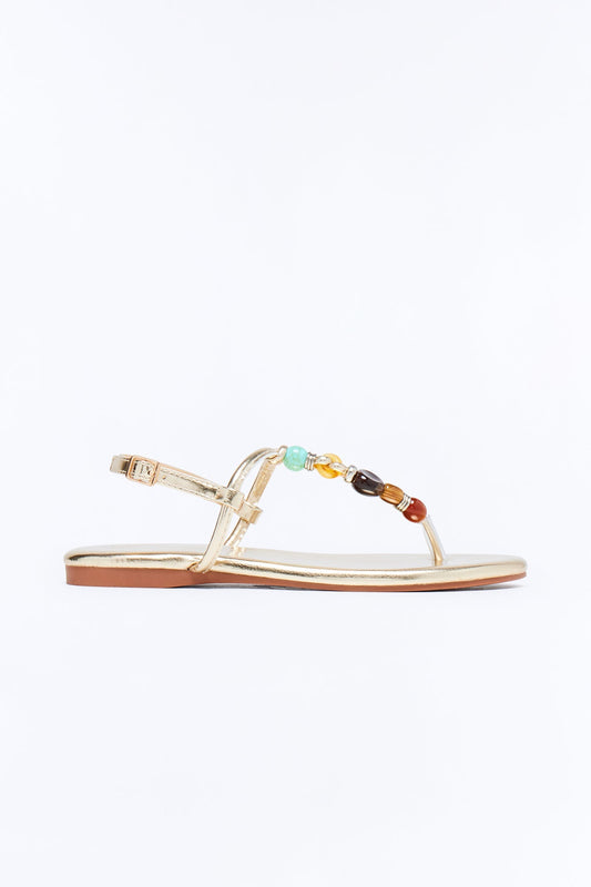 Frana Stone Strappy Sandals - Gold Fashion Nova