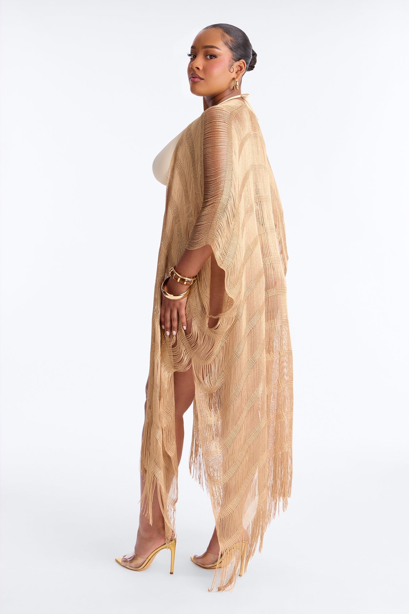 Letty Swim Cover Up Kimono - Gold Fashion Nova