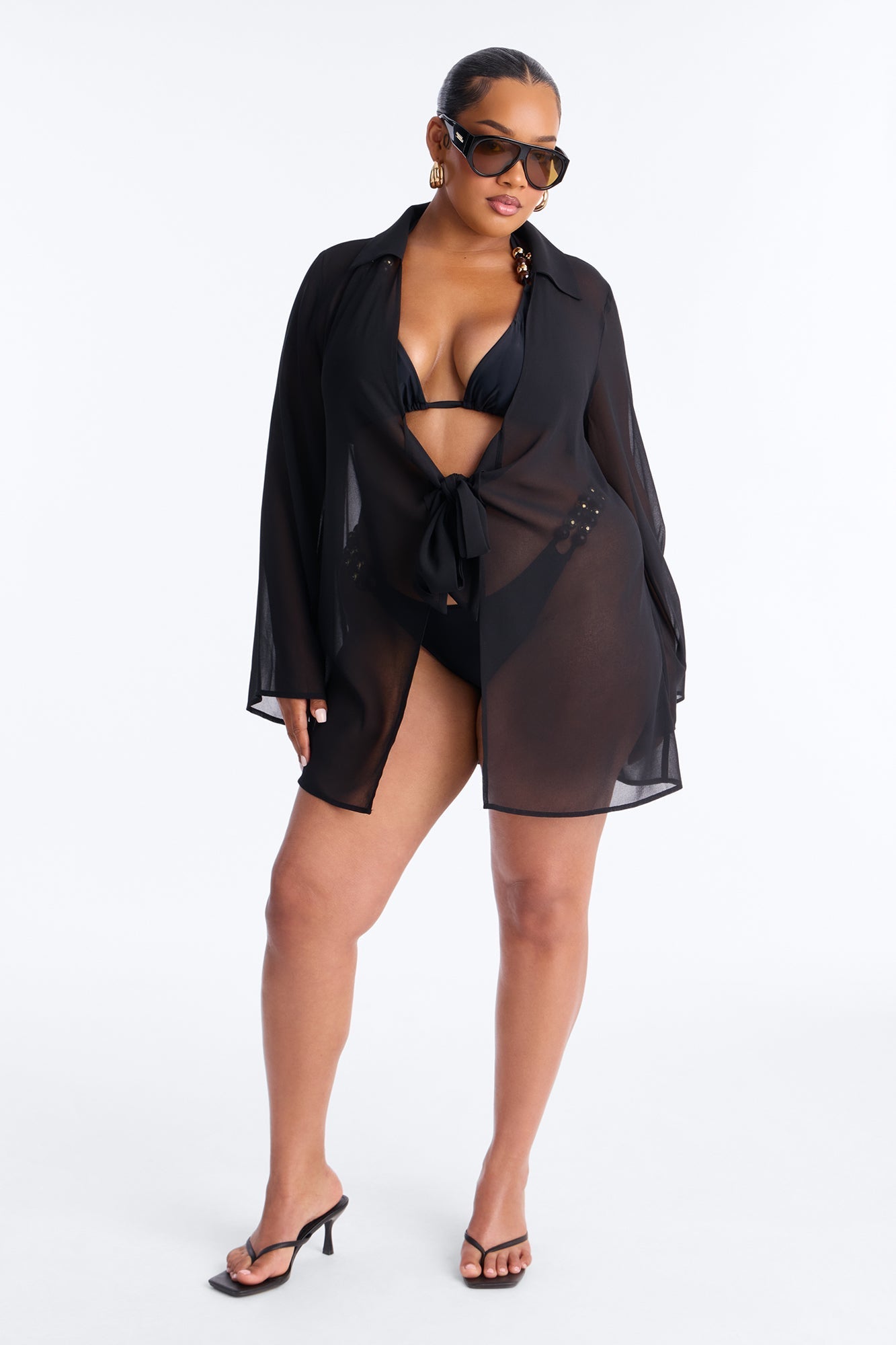 Lush Linen Swim Cover Up Mini Dress - Black Fashion Nova