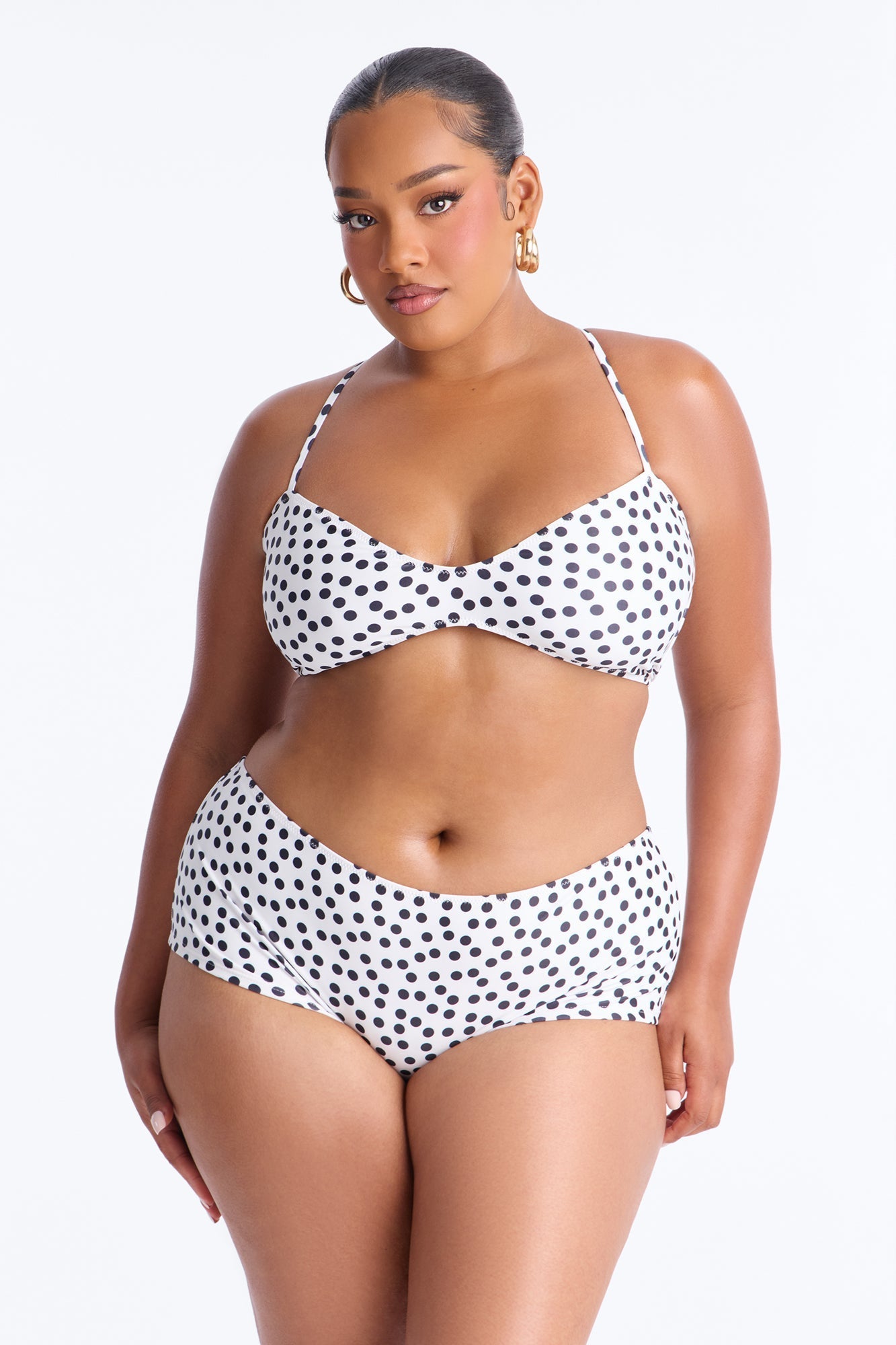 Warm Vacay Sheer Flare Sleeve Front Tie Boyshort 3 Piece Bikini Set - White/Black Fashion Nova