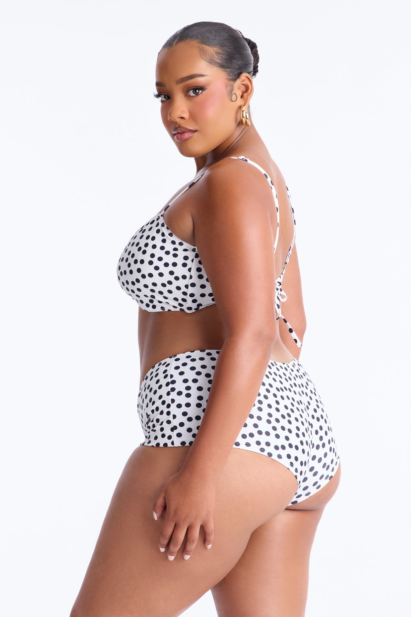 Warm Vacay Sheer Flare Sleeve Front Tie Boyshort 3 Piece Bikini Set - White/Black Fashion Nova