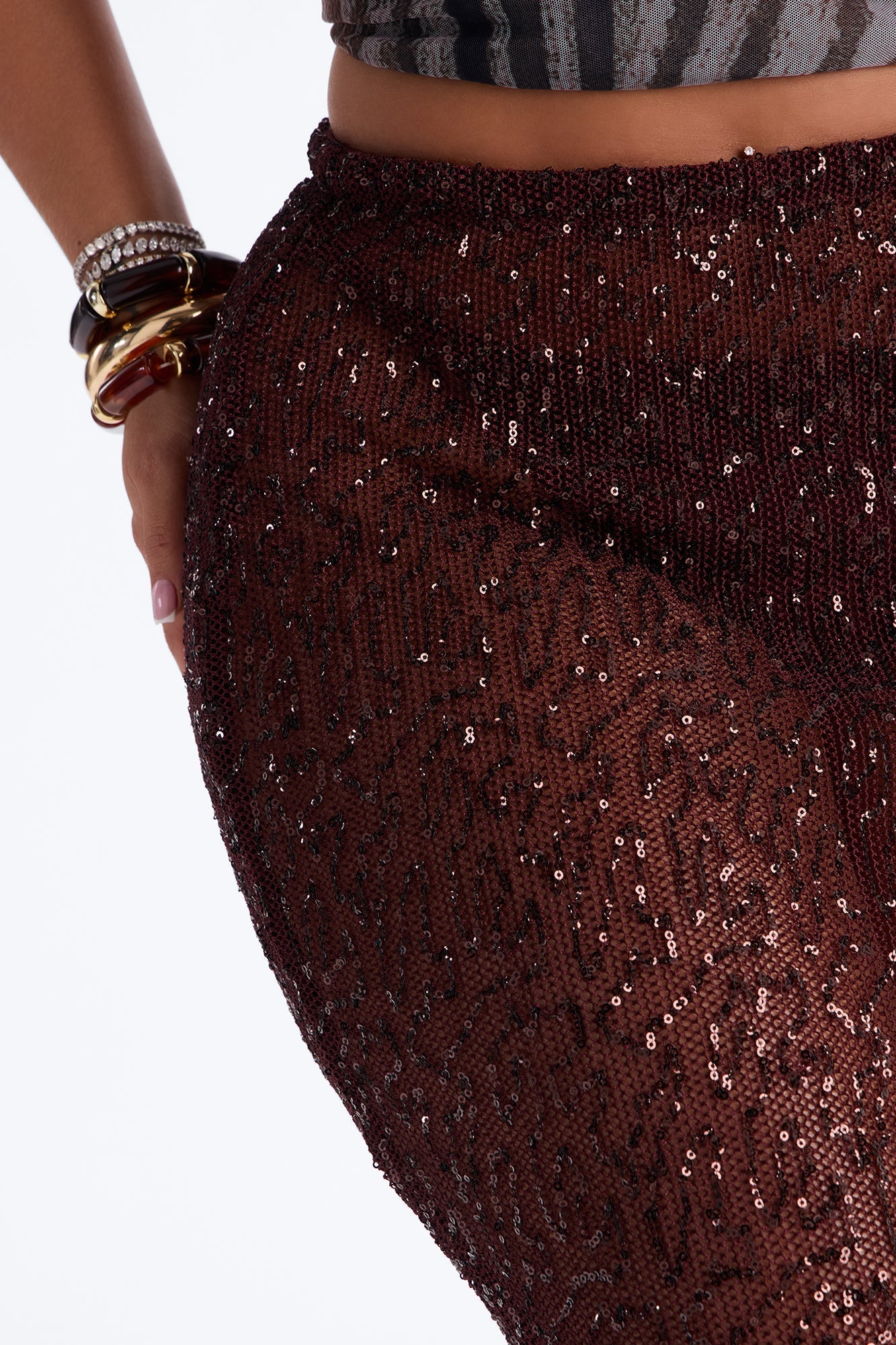 Lost In Paradise Sequin Maxi Skirt - Chocolate Fashion Nova