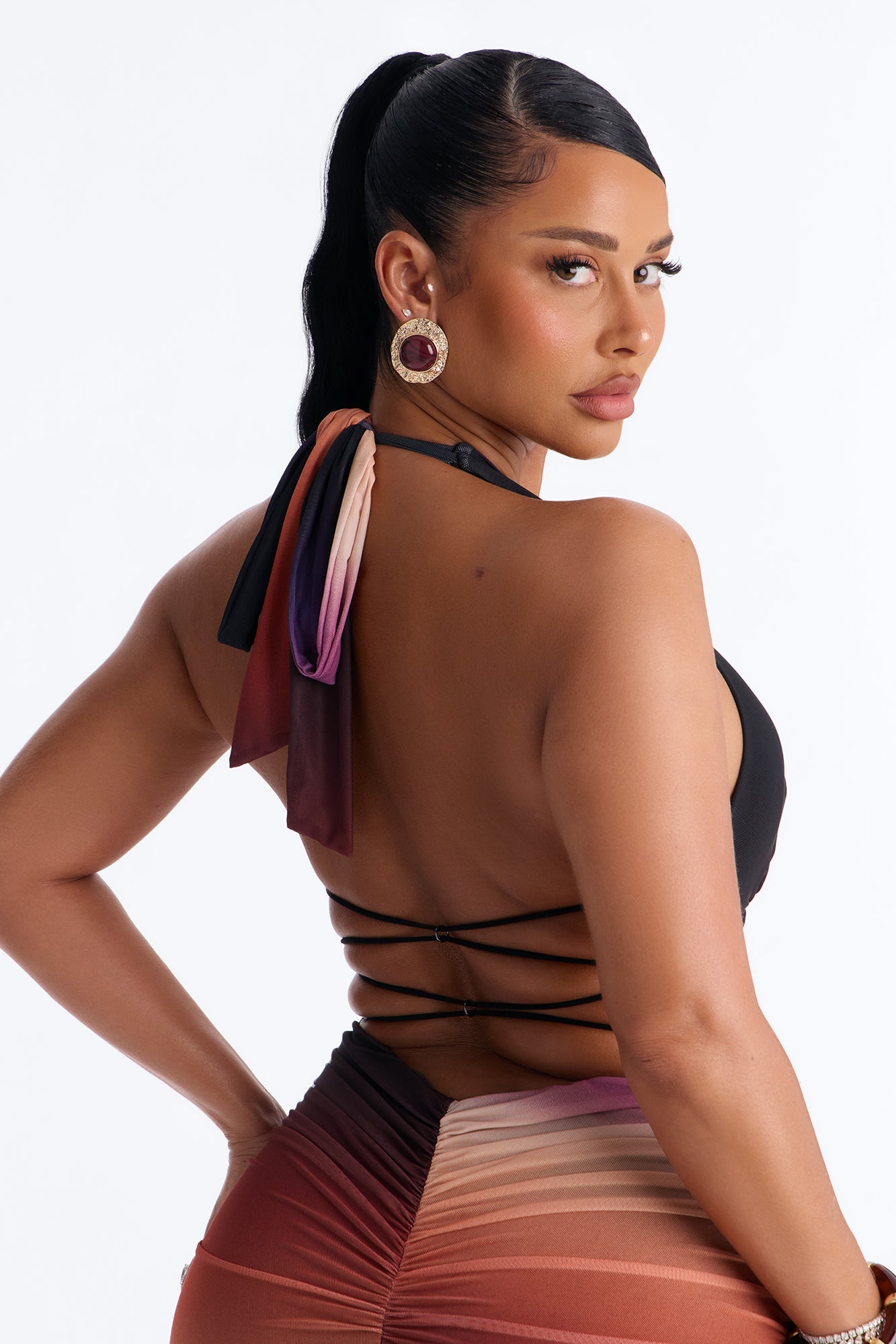 On Repeat Ombre Mesh Maxi Dress - Black/combo Fashion Nova