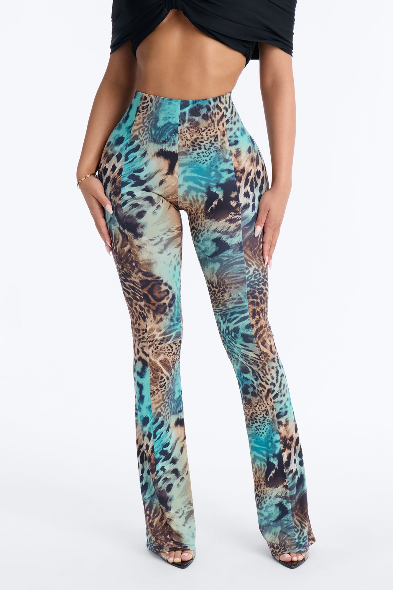 Marceline High Rise Animal Flare Pant - Multi Color Fashion Nova