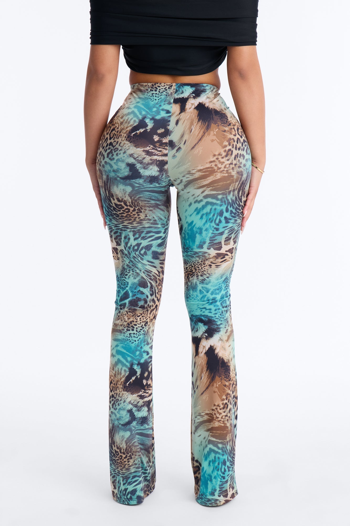 Marceline High Rise Animal Flare Pant - Multi Color Fashion Nova