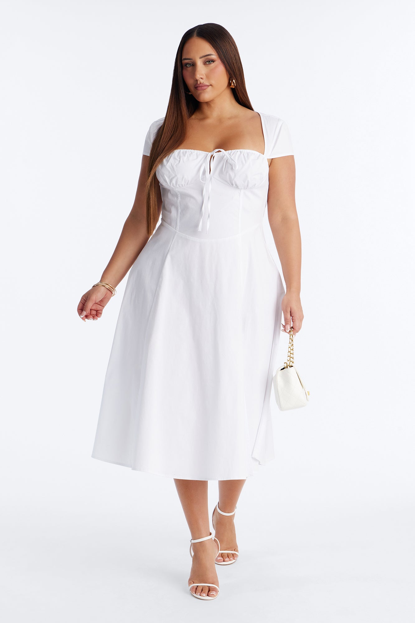 Juniper Cap Sleeve Midi Dress - White Fashion Nova