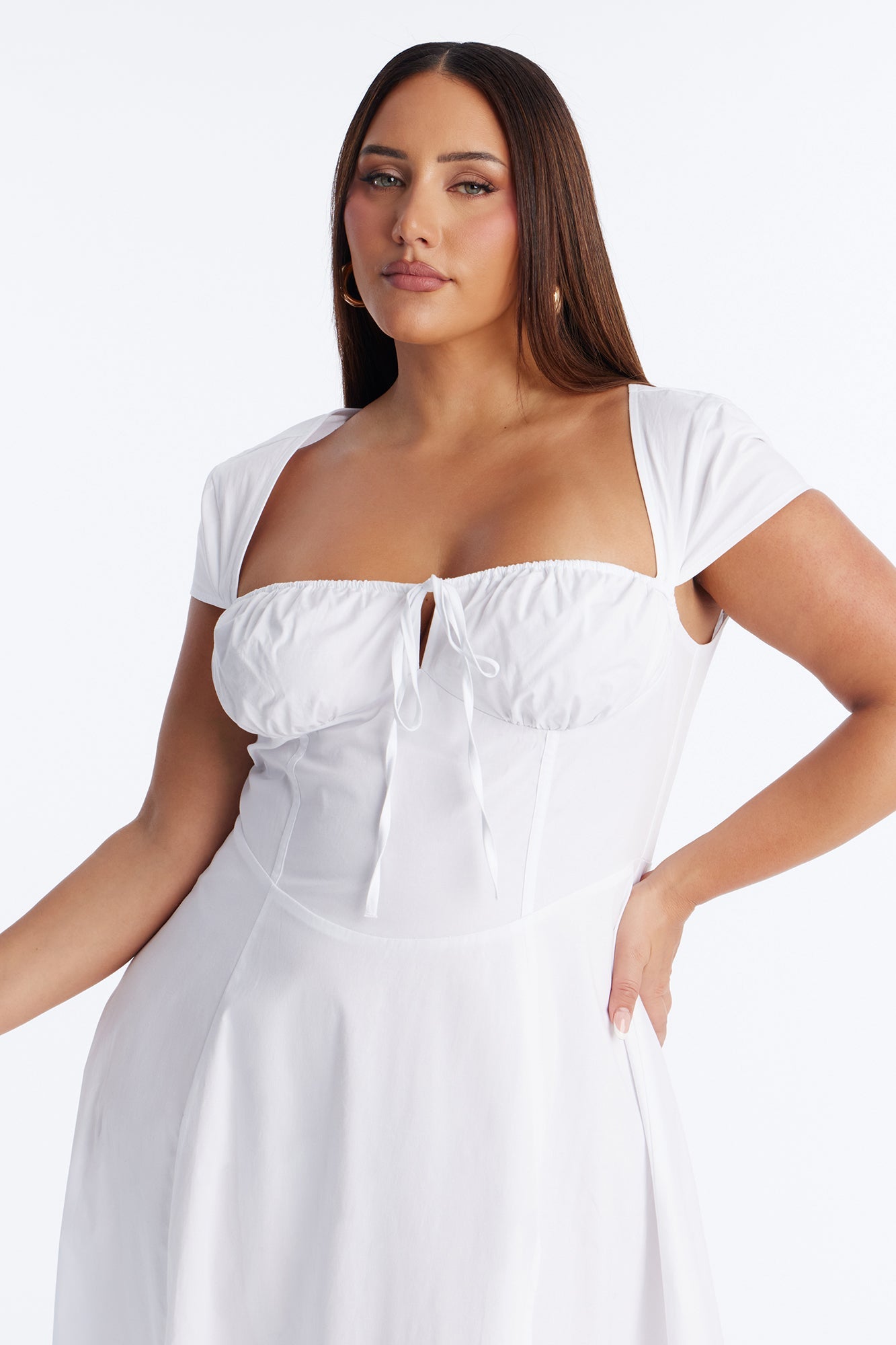 Juniper Cap Sleeve Midi Dress - White Fashion Nova